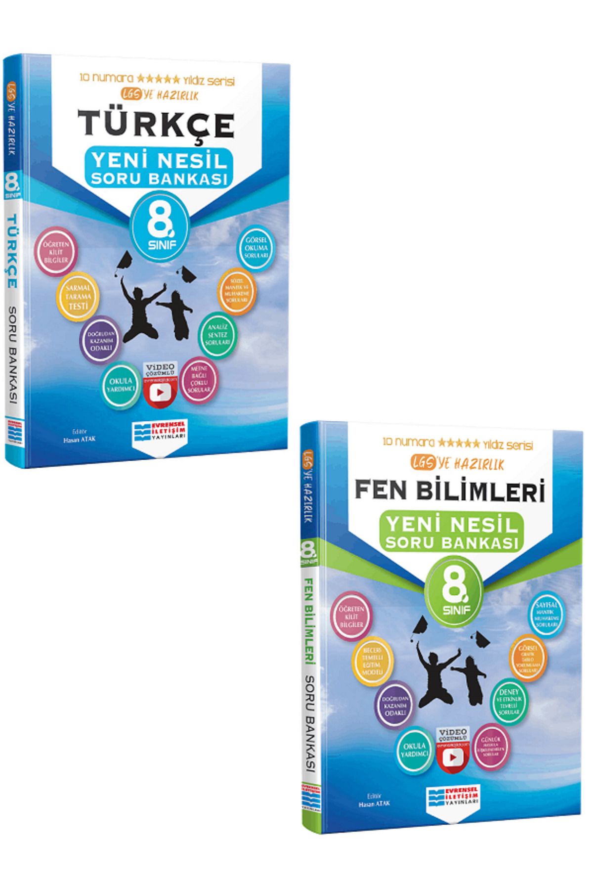 Evrensel İletişim Yayınları 8.Sınıf Evrensel İletişim Türkçe + Fen Bilimleri Soru Bankaları / Öğreten Kilit Bilgiler - 2 KİTAP