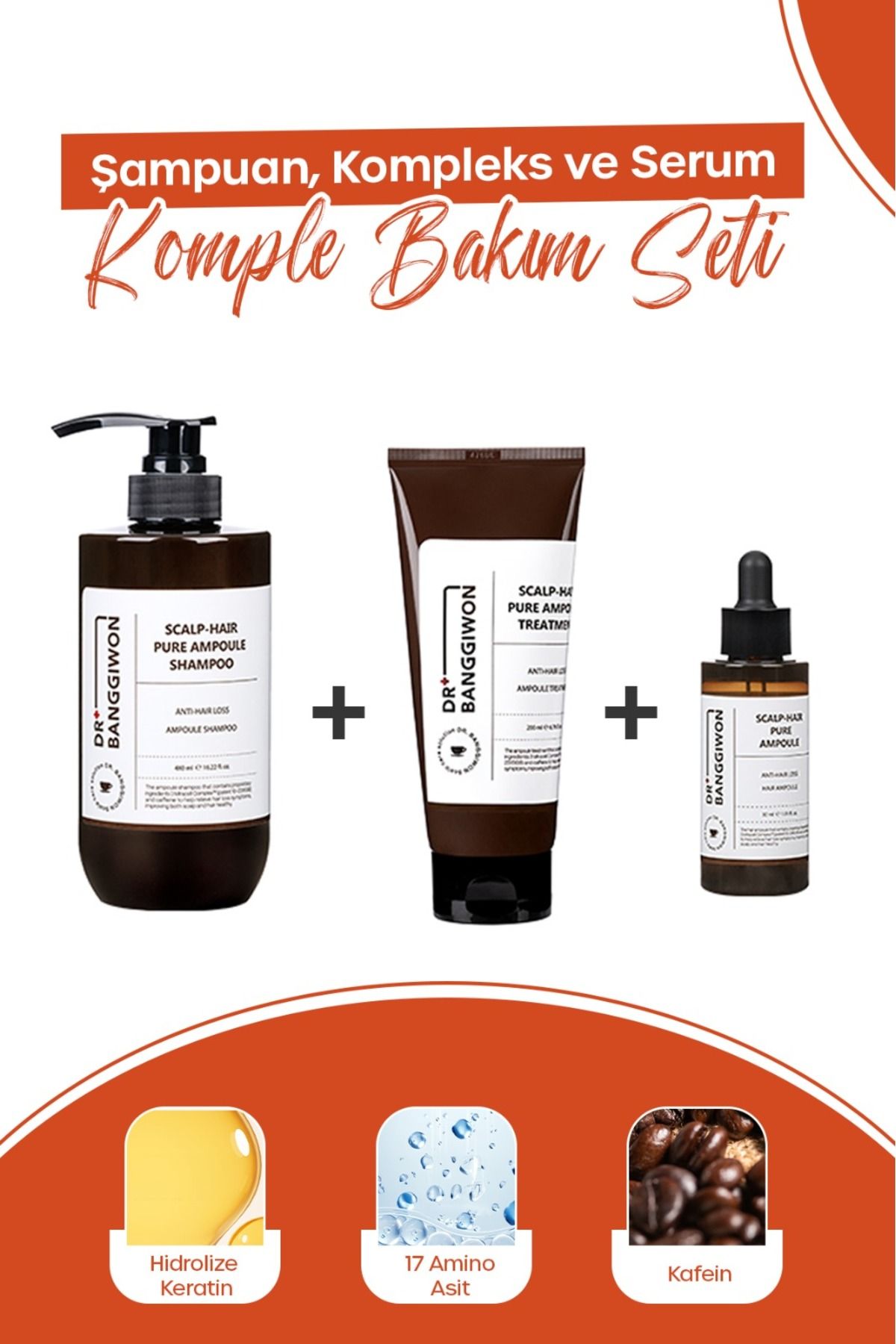 DR BANGGIWON Caffeine Ampoule Saç Bakım Serisi, Şampuan, Treatment, Saç Serumu, Komple Bakım Seti