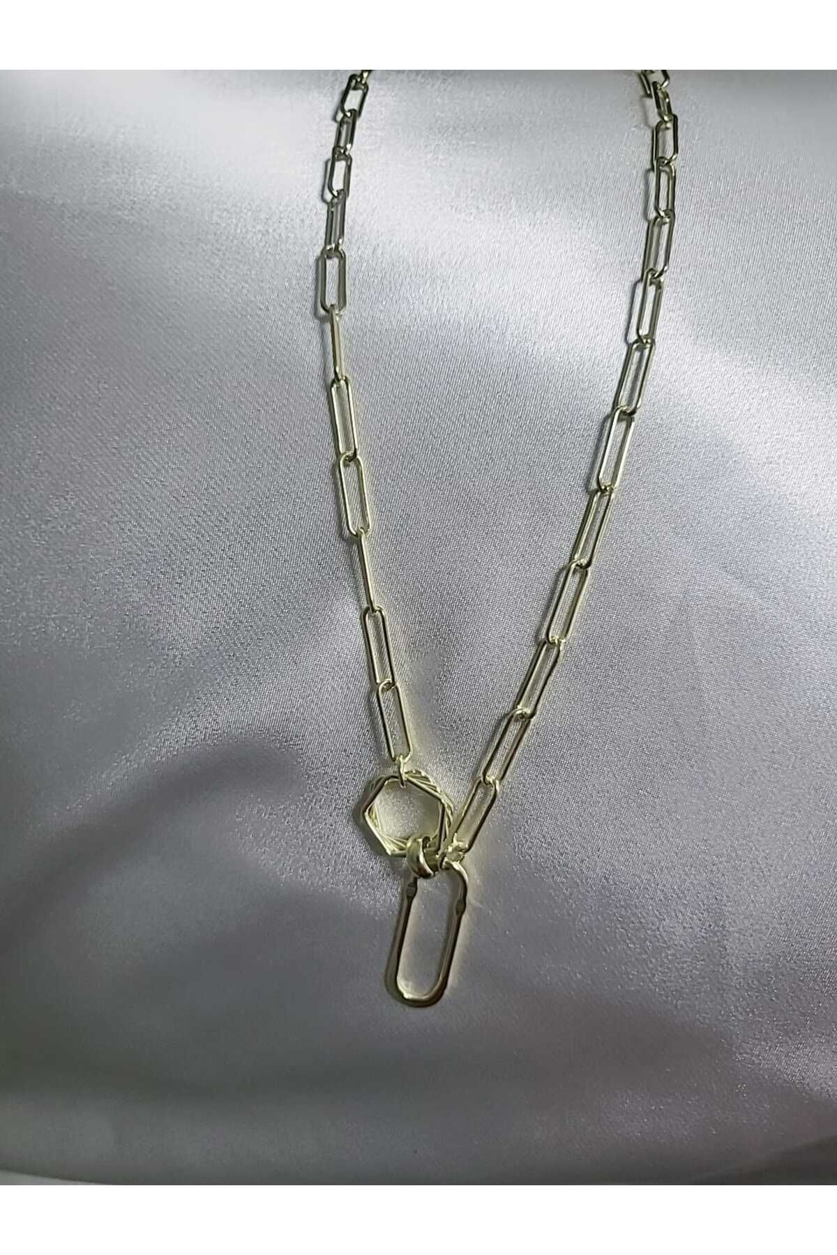 by kayra collection ÇELİK 14 K RENGİNDE ATAÇ MODEL KOLYE