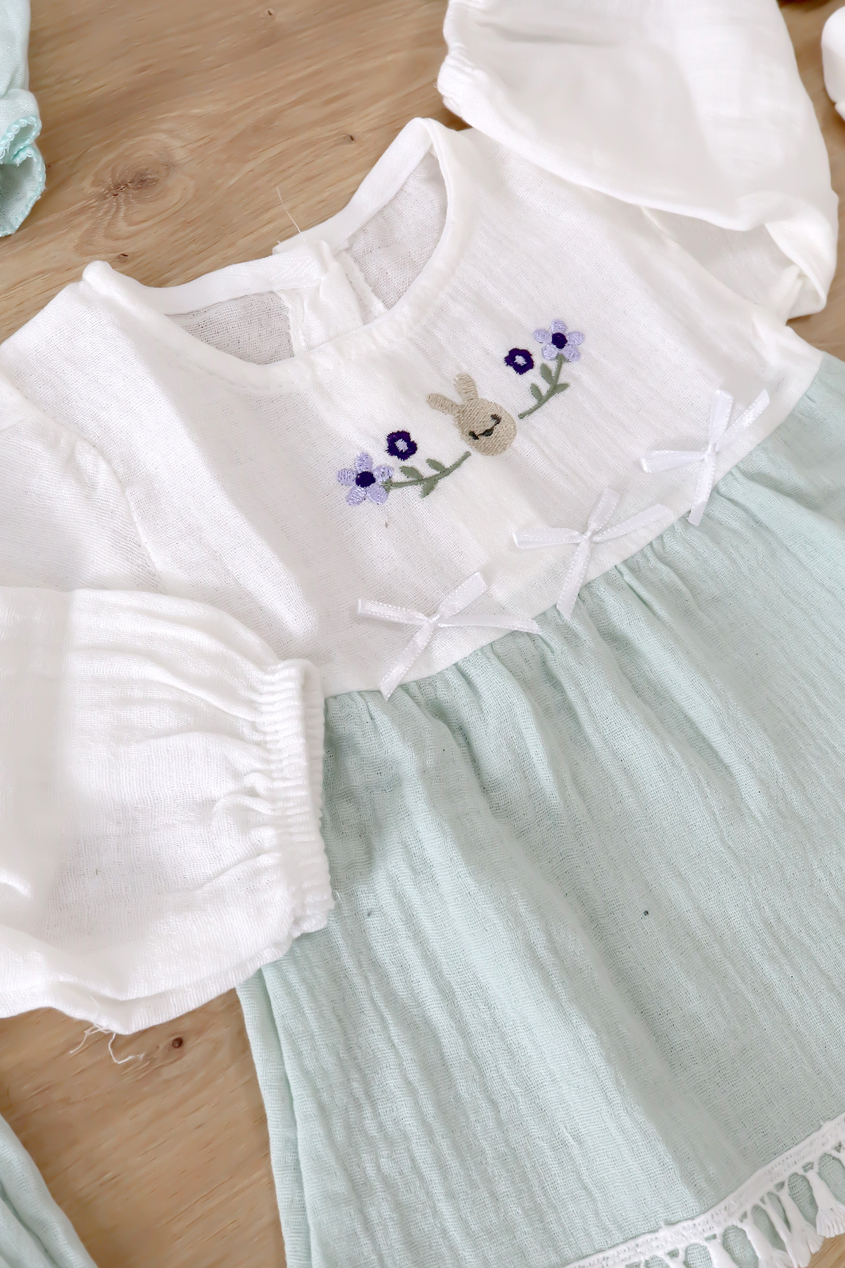 Sitilin Kız Bebek Yenidoğan Müslin Yeşil 10 Lu Lüks Hastane Çıkışı Zıbın Seti STL6990 fotoğrafı 5 (önizleme)