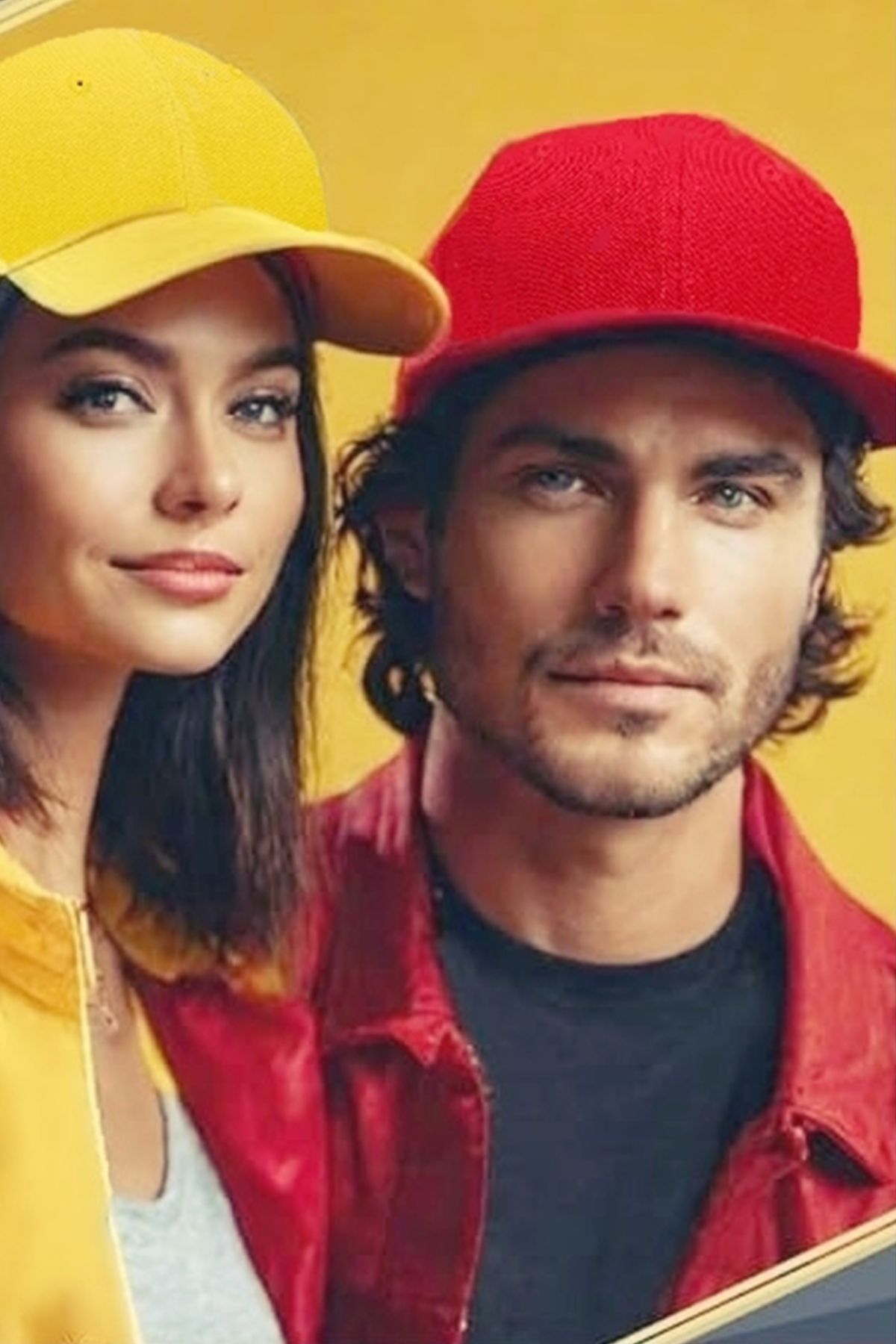 Külah 2' li Takım Sarı Kırmızı Şapka Snapback Cap