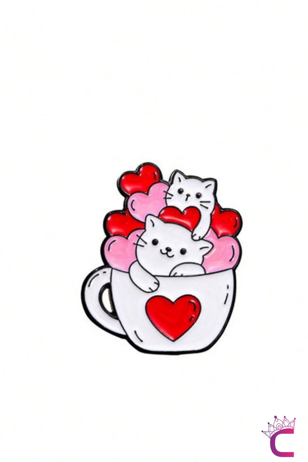 Cinderella Full of Love Sevimli Kalpli Kedi Pin Broş - Hediyelik Aşk Sevgili Arkadaş Çanta Şapka Süsü Rozeti