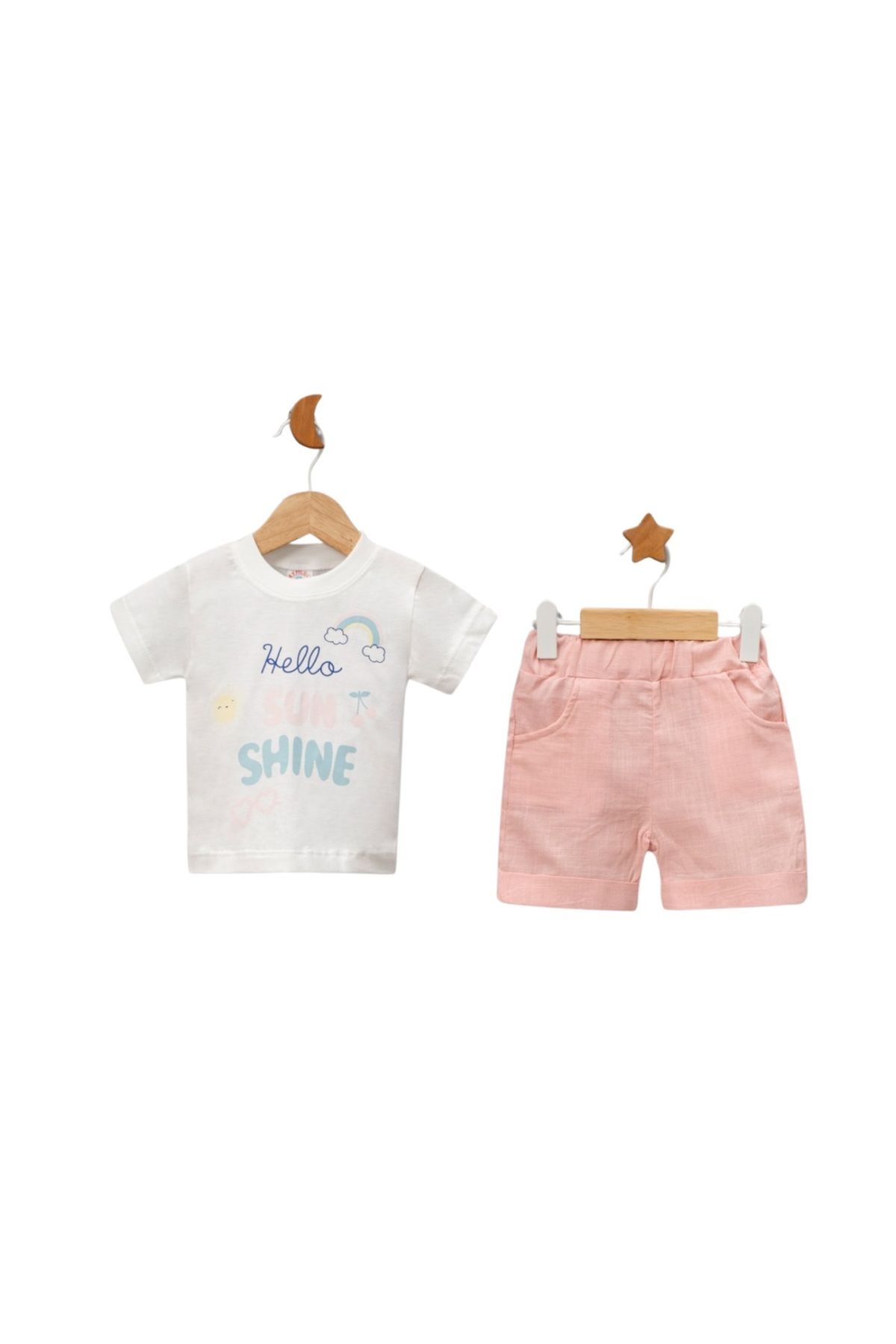AYYILDIZ Kız Bebek Hello Sunshine Yazlık Cepli Şort Takımı