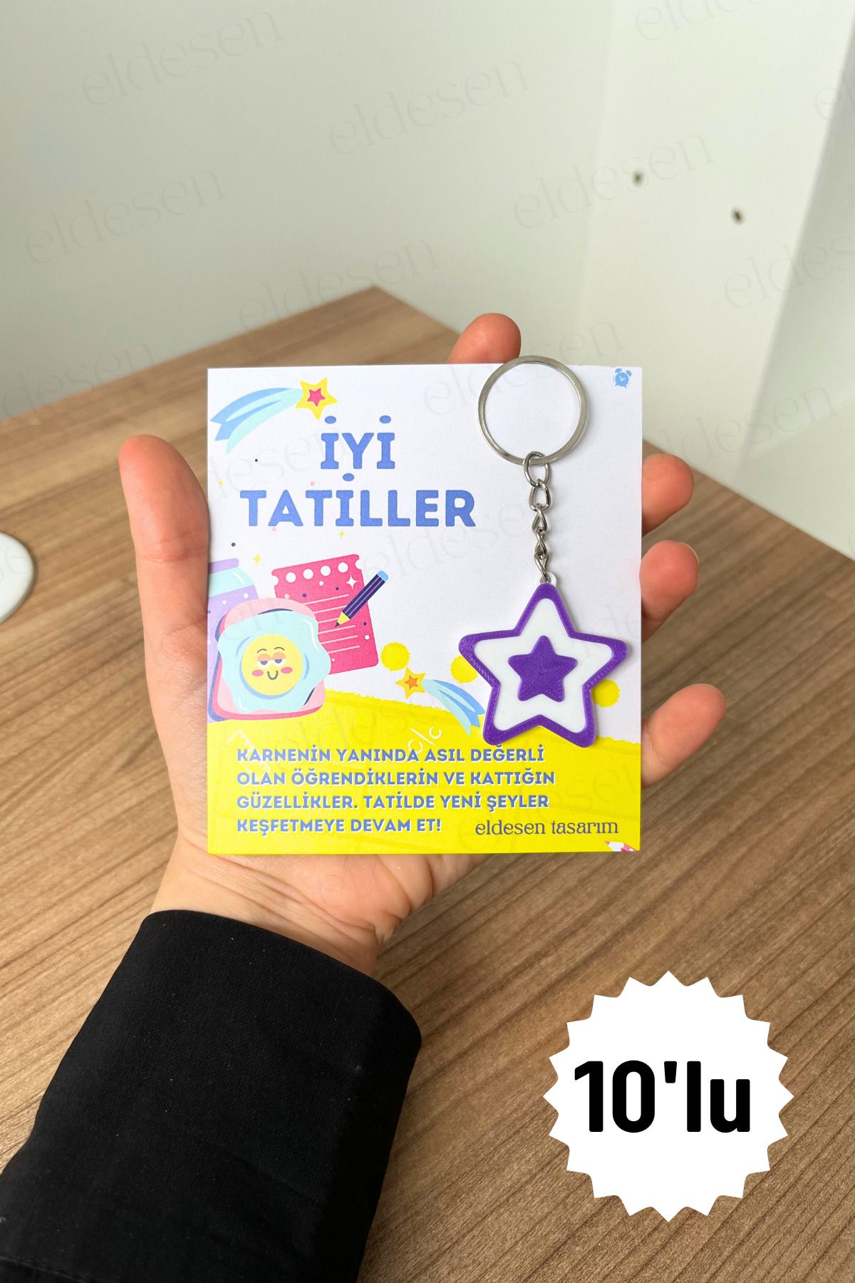 Eldesen Tasarım 10 Adet Anahtarlık Okul Mezuniyet Hediyesi Karne Hediyesi Doğum Günü Hediyesi
