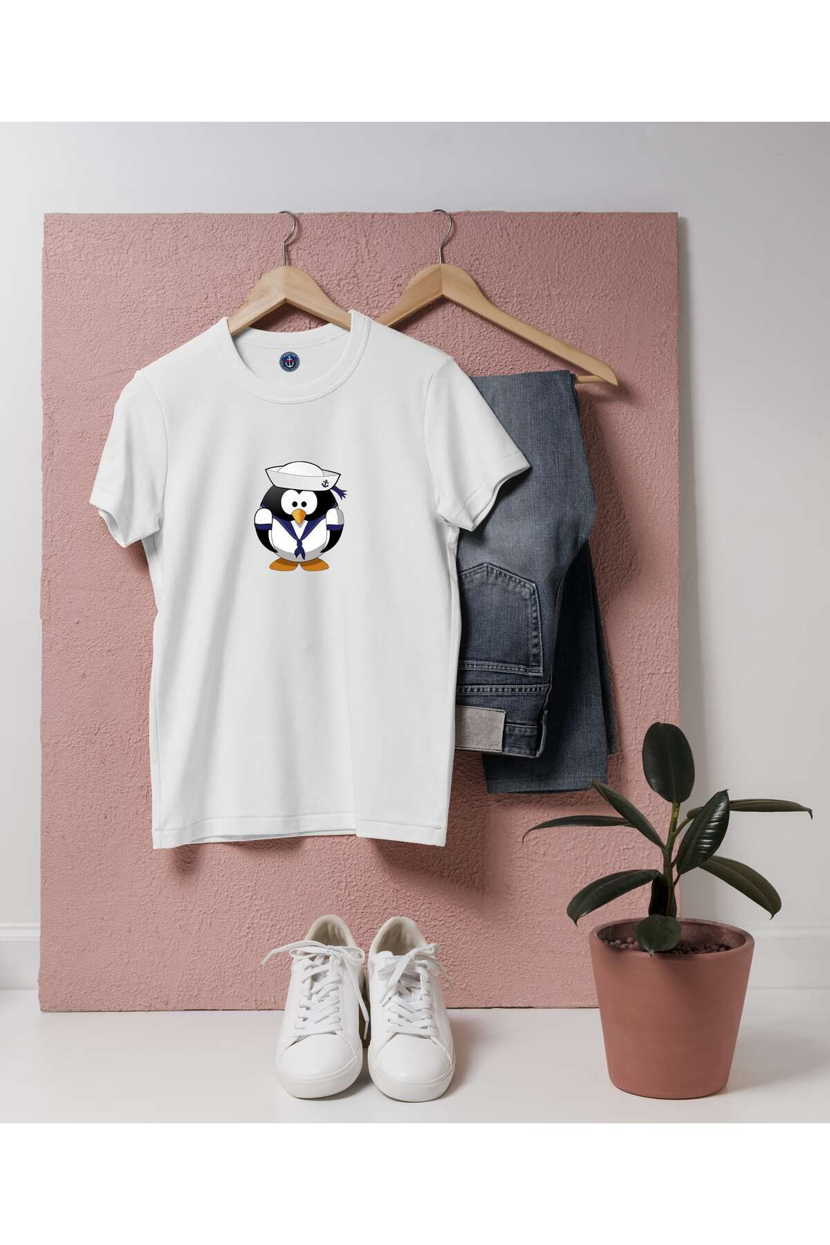 bahriyeli.jpeg Oversize Denizci Penguen Tasarım unisex T-shirt