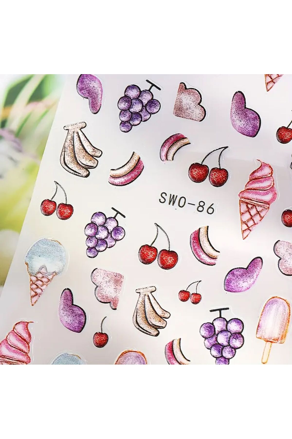 zeinapp Kendinde Yapışkanlı 5D Dondurma Meyve Figürlü Tırnak Sticker Nail Sticker Tırnak Sanatı