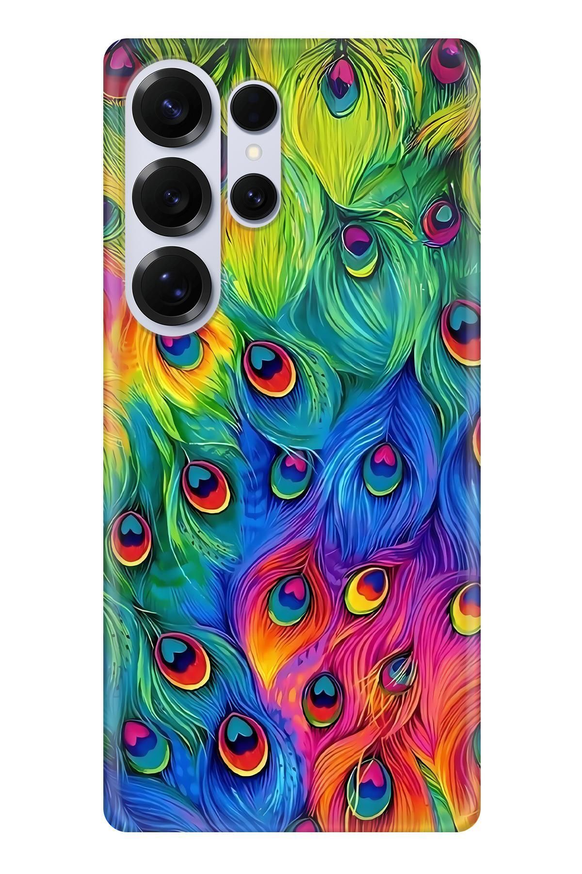 Lopard Samsung Galaxy S25 Ultra Parlak Kılıf Covers 48 Tavus Kuşu Fuşya Sarı
