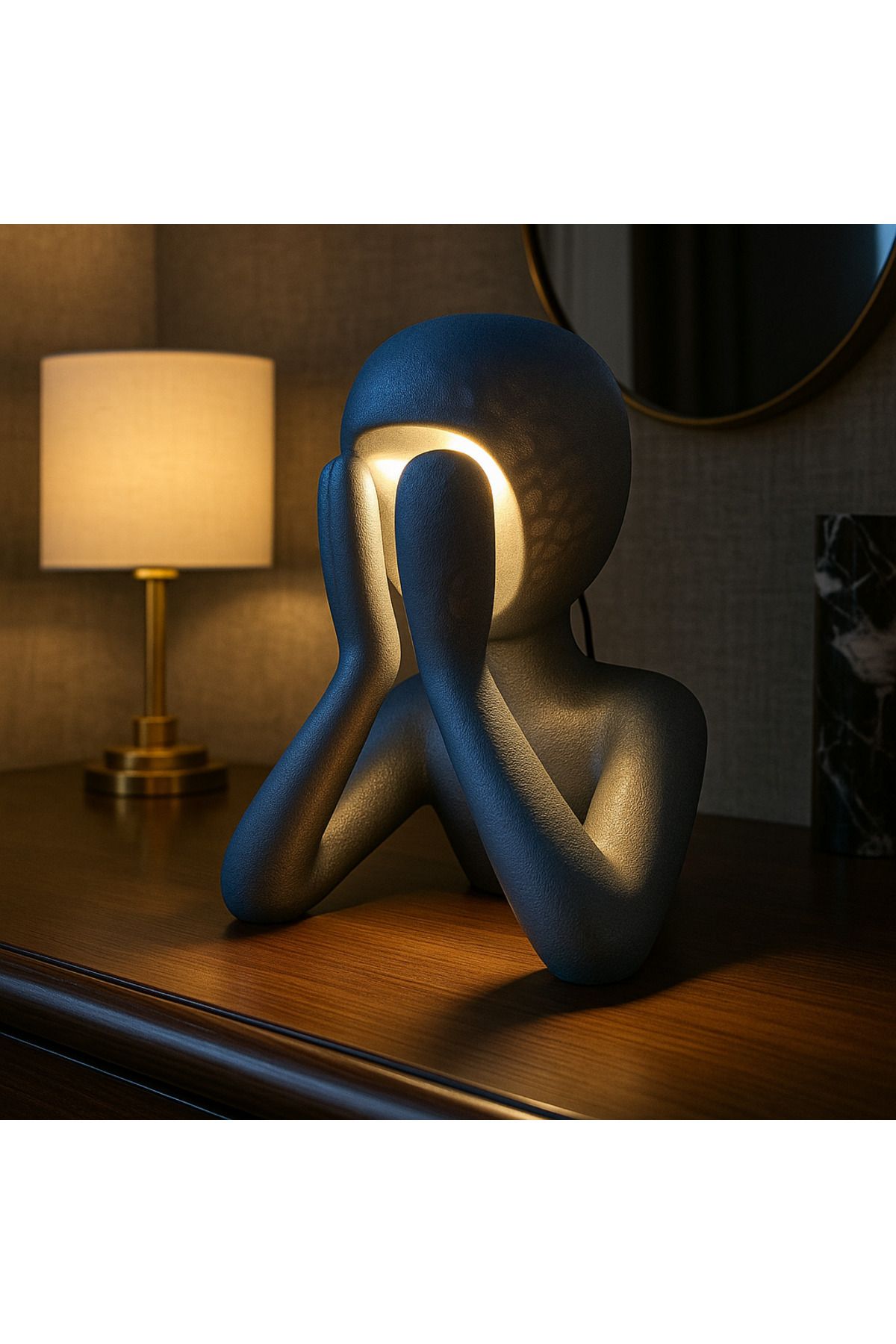 3dlab Prestige Serisi – Figüratif Sanat Masa Lambası, Modern Tasarım Masa Lambası & Loş Işık