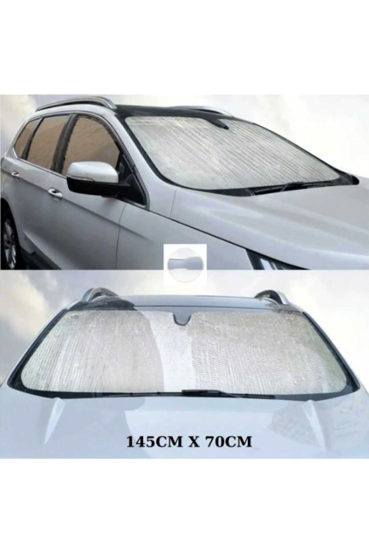 STİLİX GARAGE Güneşlik Gölgelik BÜYÜK BOY Vantuzlu Gümüş Nikel Balonlu Ön Cam Oto 145cm X 70 cm BÜYÜK BOY