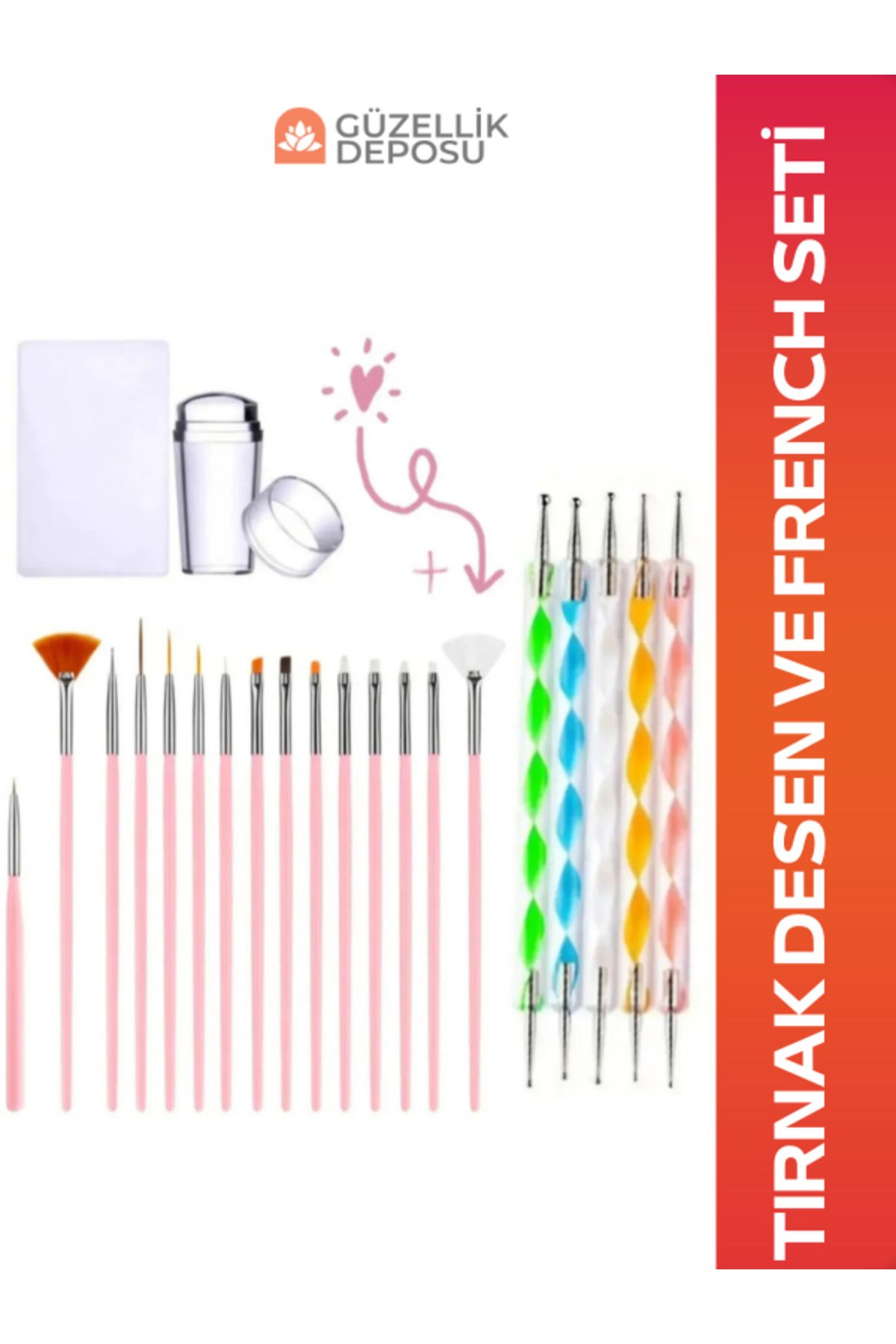Güzellik Deposu Nail Art Tırnak Süsleme Fırça,Dot ve French Seti