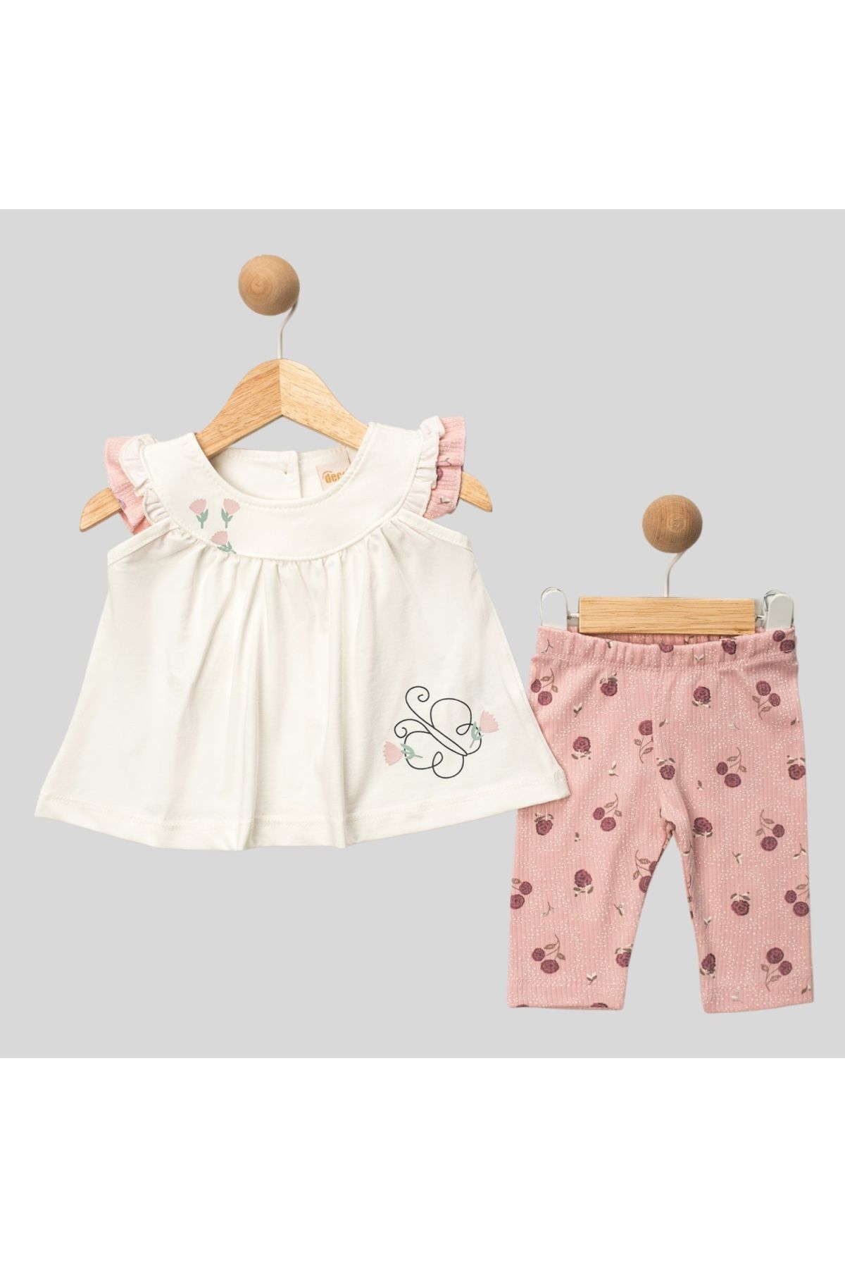 DECO Kız Bebek Fırfır Kol Detaylı Yazlık Takım