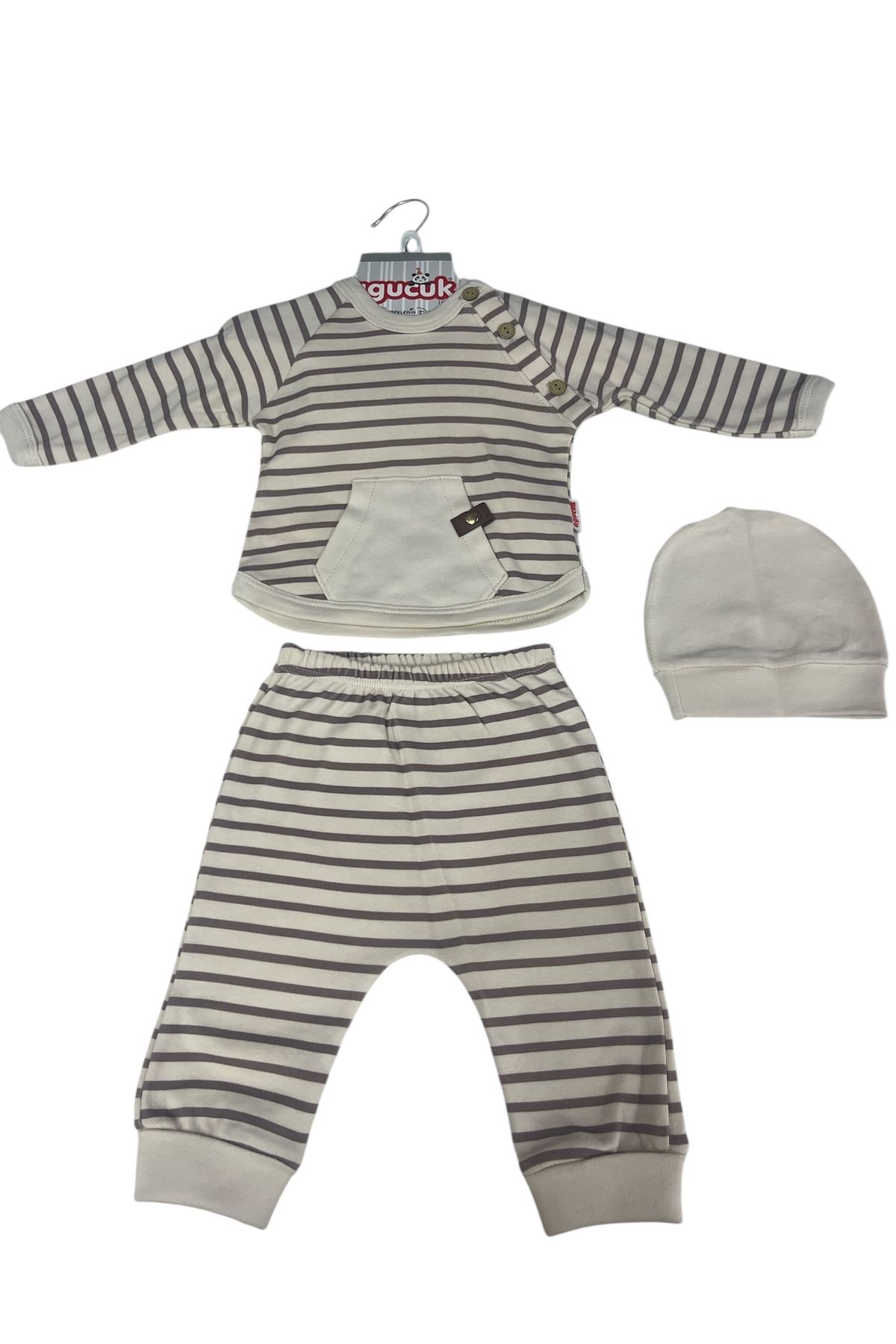 Agucuk Baby Çizgili 3’lü pijama takım