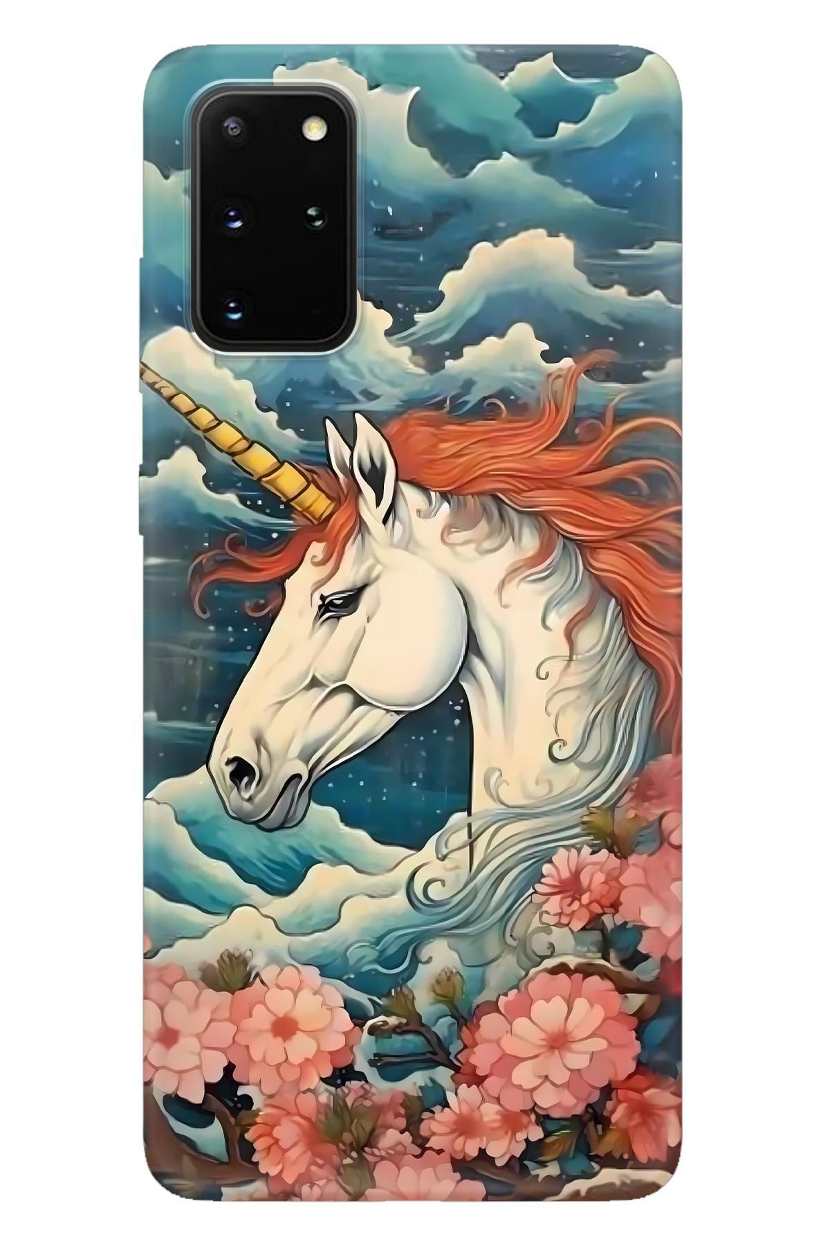 Lopard Samsung Galaxy S20 Plus 4K Baskılı Kılıf Covers 41 Unicorn Turuncu