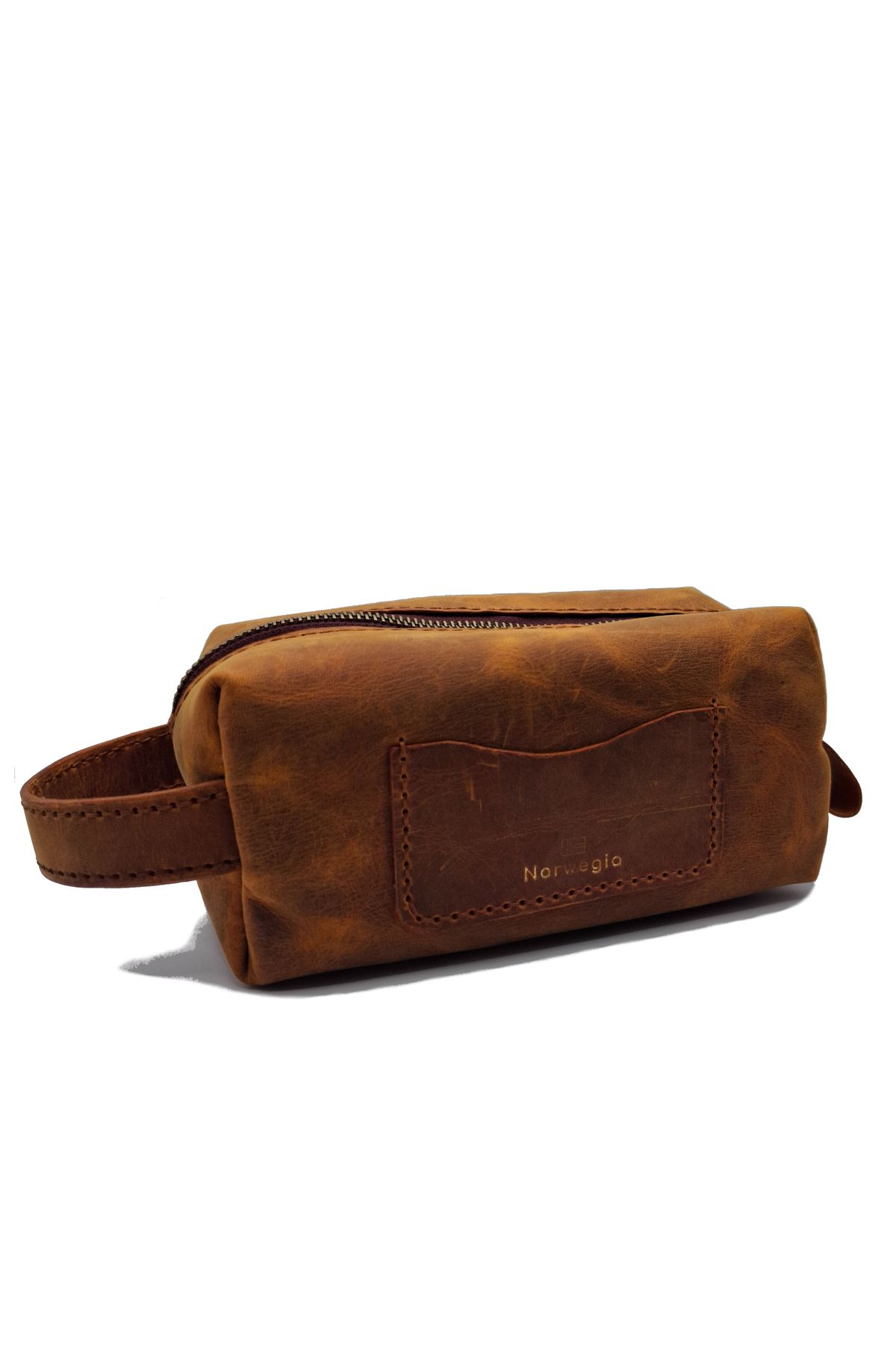 Norwegia Heia Plus - %100 Hakiki Deri El Yapımı Tote Bag / Makyaj Çantası - Taba