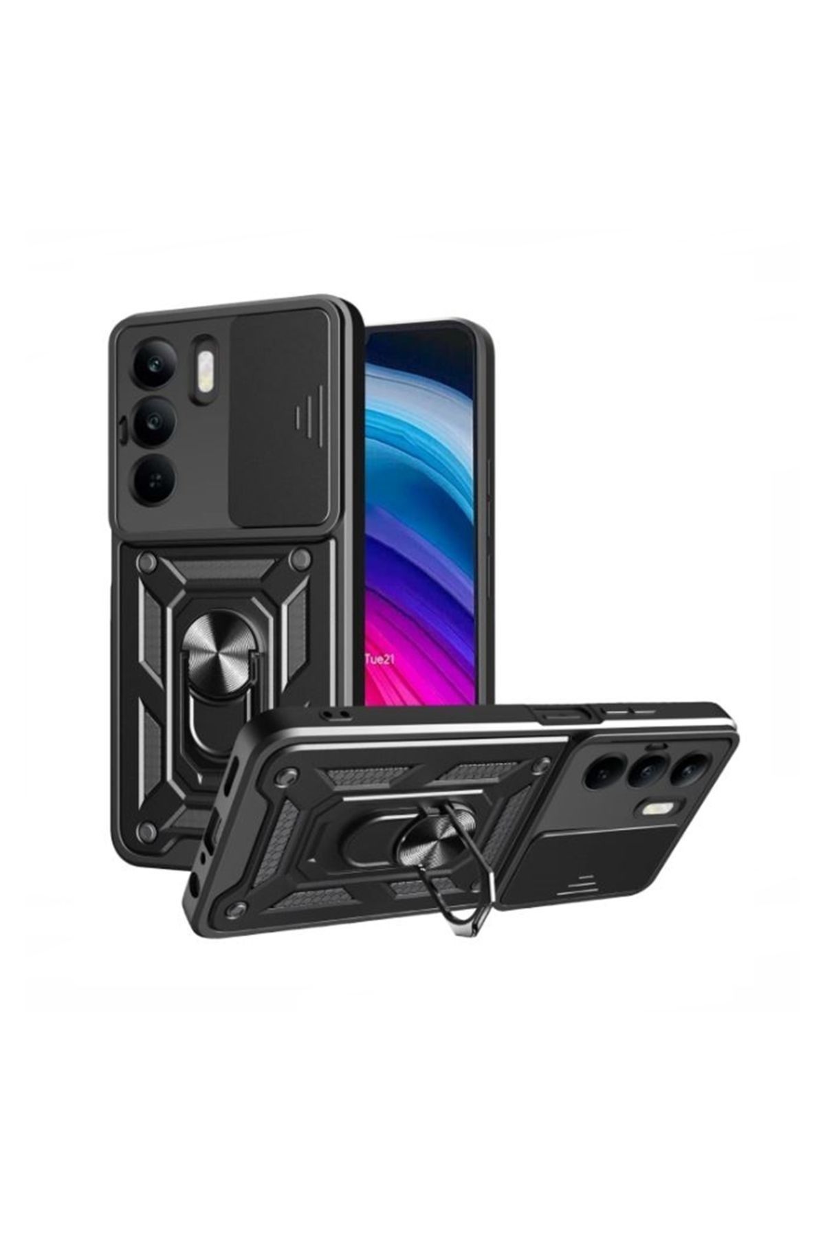 NANOSPACE Realme C75 İle Uyumlu Kılıf Pars Yüzüklü Standlı