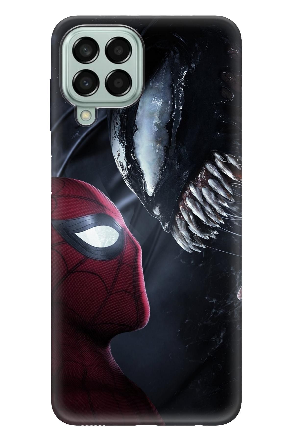 Lopard Samsung Galaxy M32 Soyulmayan Kılıf Covers 25 Venom Örümcek Adam Siyah Kırmızı