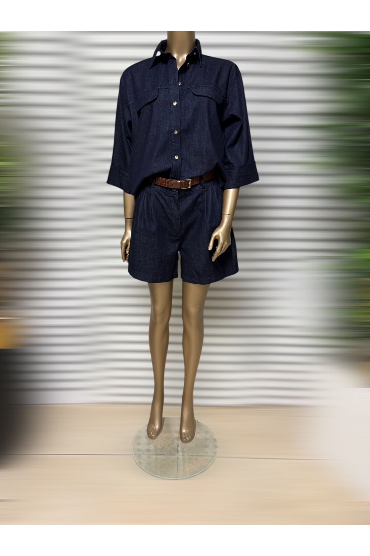 SEMİZ GİYİM Semiz Giyim Denim Gömlek-Şort Takımı