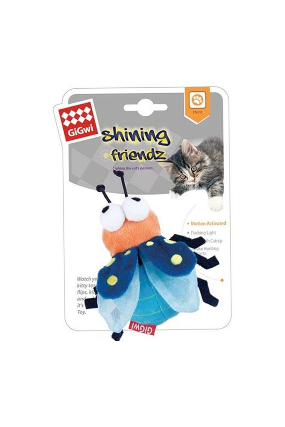 Gigwi-Catnip Lighted Bee Plush Cat Toy 9 cm 1