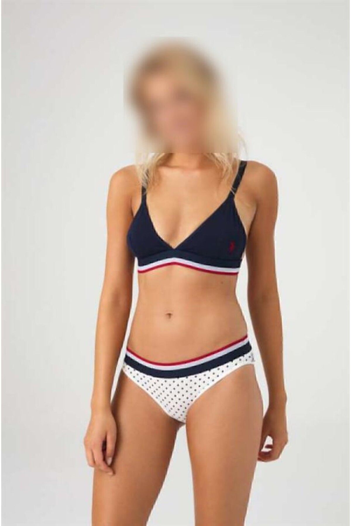 U.S. Polo Assn. U.S. Polo Assn. Kadın Lacivert Puanlı Lastik Detay Büstiyer Takım - Lacivert - SREIA66D25D3-DL