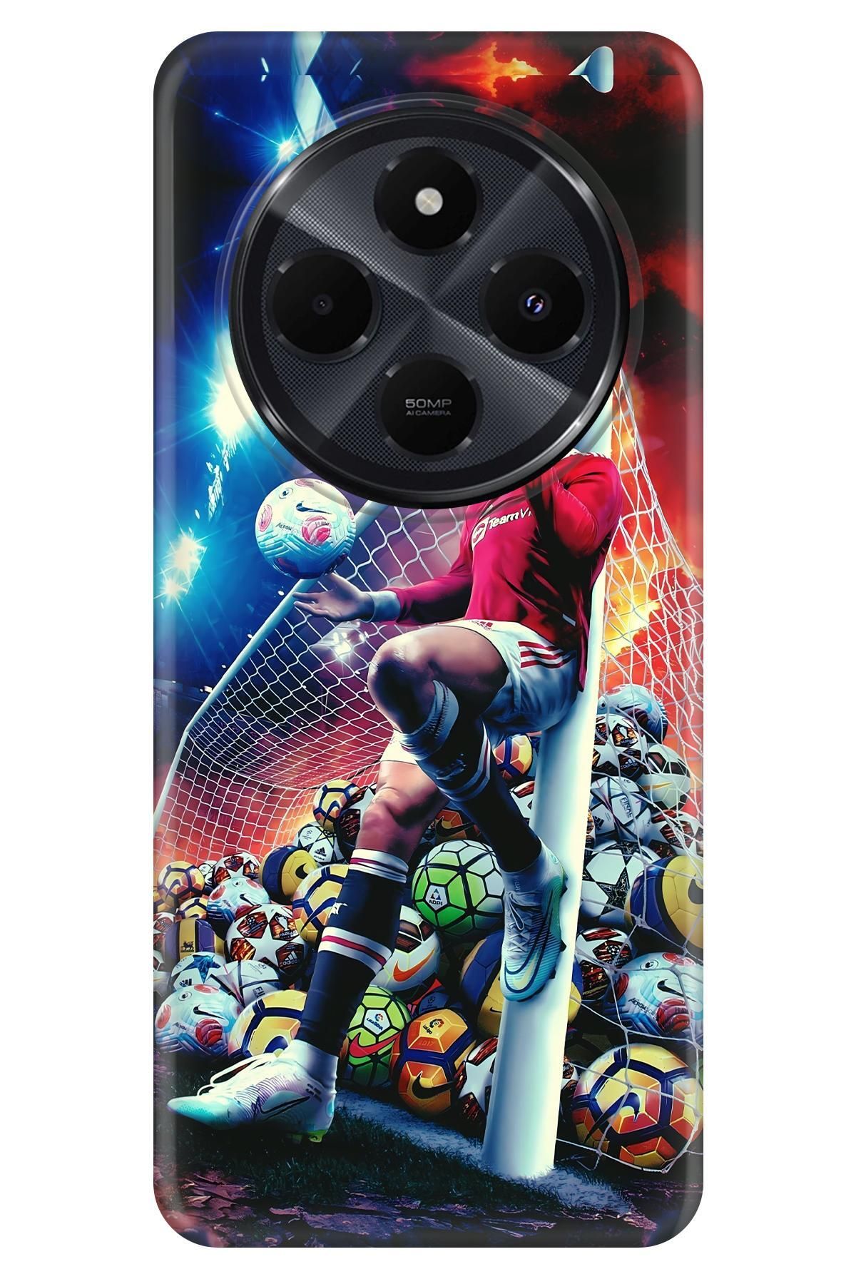 Lopard Xiaomi Redmi 14C 4G Kılıfı Kapak Covers 2 Cristiano Ronaldo Kalede Kırmızı