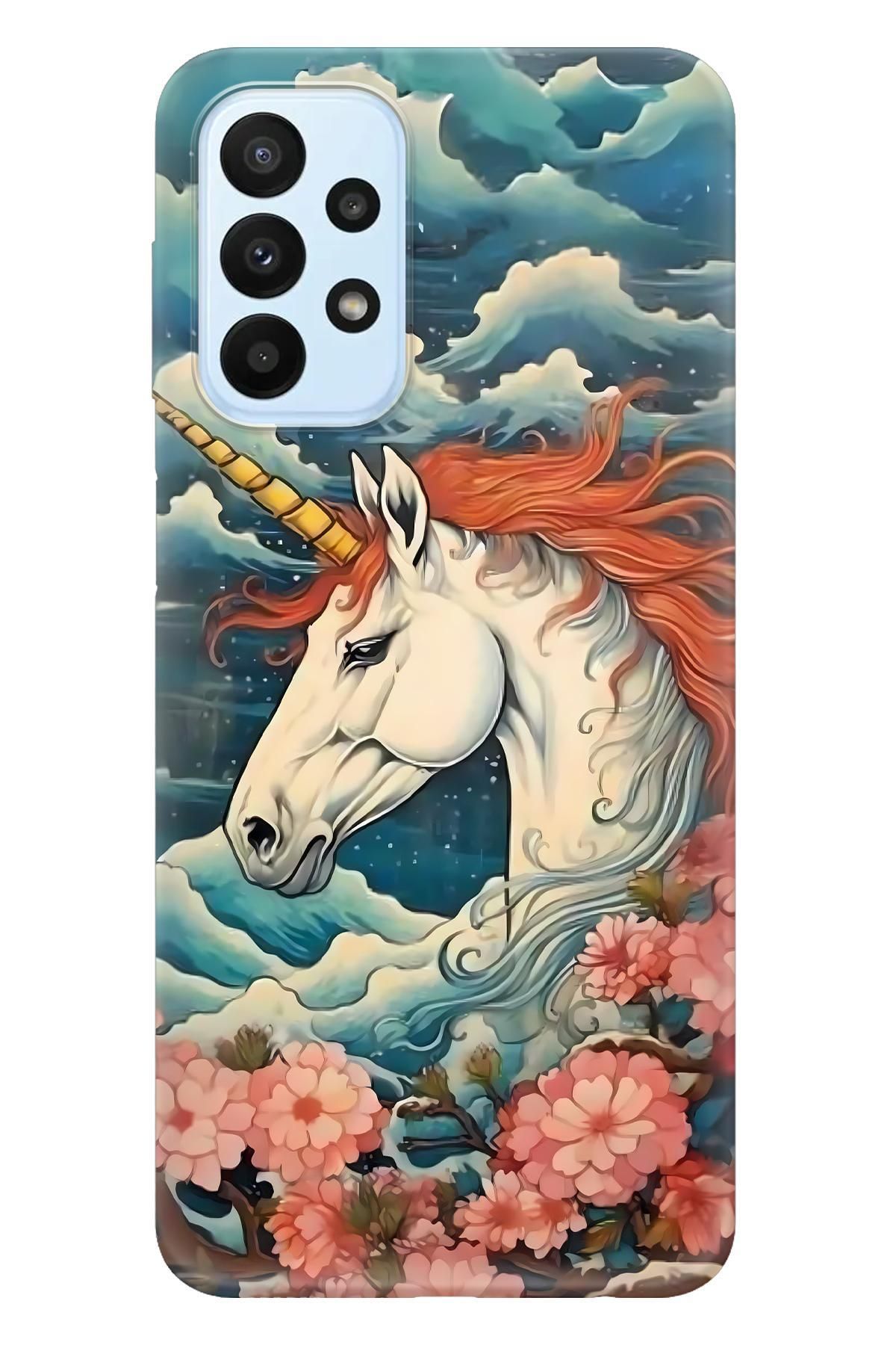 Lopard Samsung Galaxy A52S 4K Baskılı Kılıf Covers 41 Unicorn Turuncu