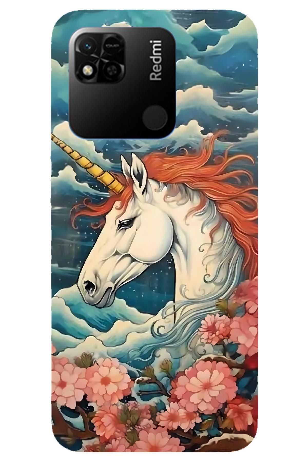 Lopard Xiaomi Redmi 10A 4K Baskılı Kılıf Covers 41 Unicorn Turuncu