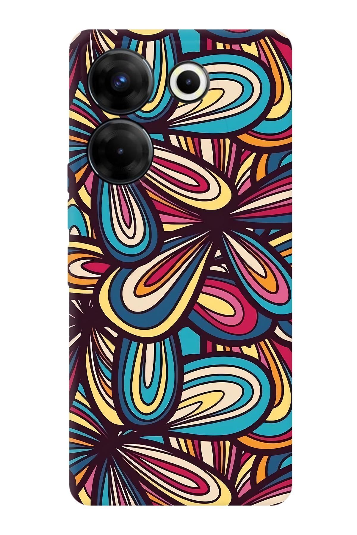 Lopard Tecno Camon 20 Pro 5G Kalın Silikon Covers 45 Alacalı Sanat Turkuaz
