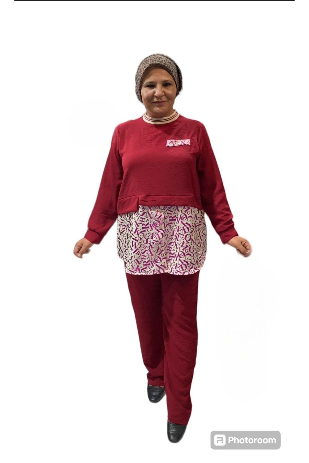 Sevda Kılınç Büyük Beden İthal Ayrobin Kumaş İkili Takım