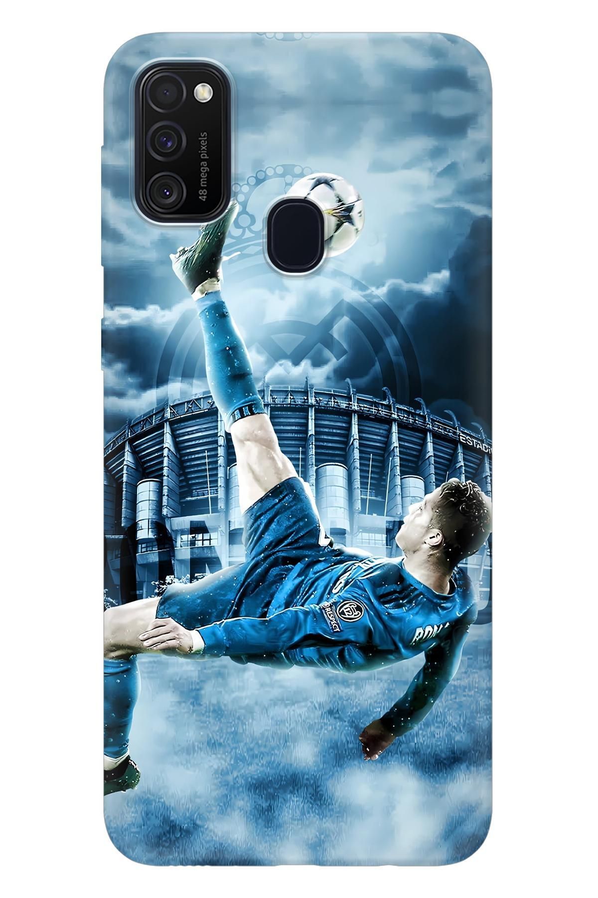 Lopard Samsung Galaxy M21 T-max Silikon Kılıf Covers 4 Ronaldo Rövaşata Açık Mavi