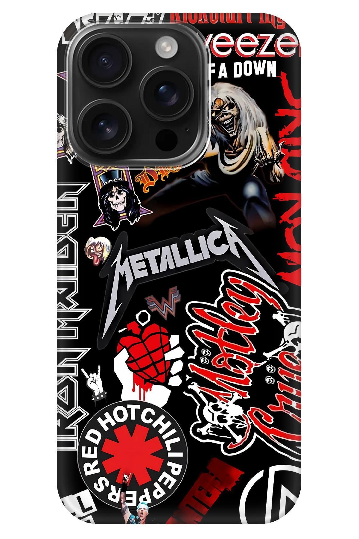 Lopard Apple iPhone 16 Pro Max Cover Kılıf Covers 44 Metallica Iron Maiden Kiss