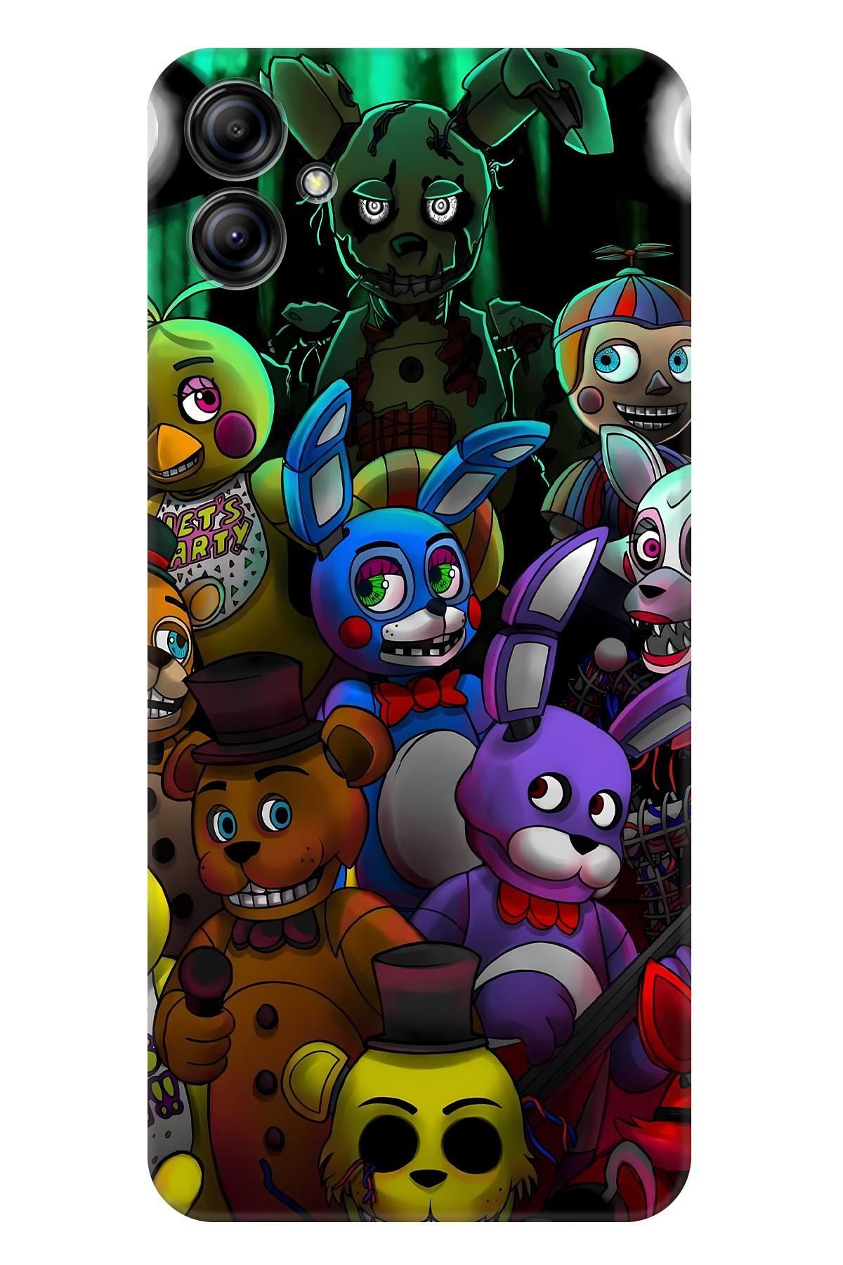 Lopard Samsung Galaxy A04E Tam Koruma Kılıf Covers 19 Five Nights at Freddy's Mor Sarı