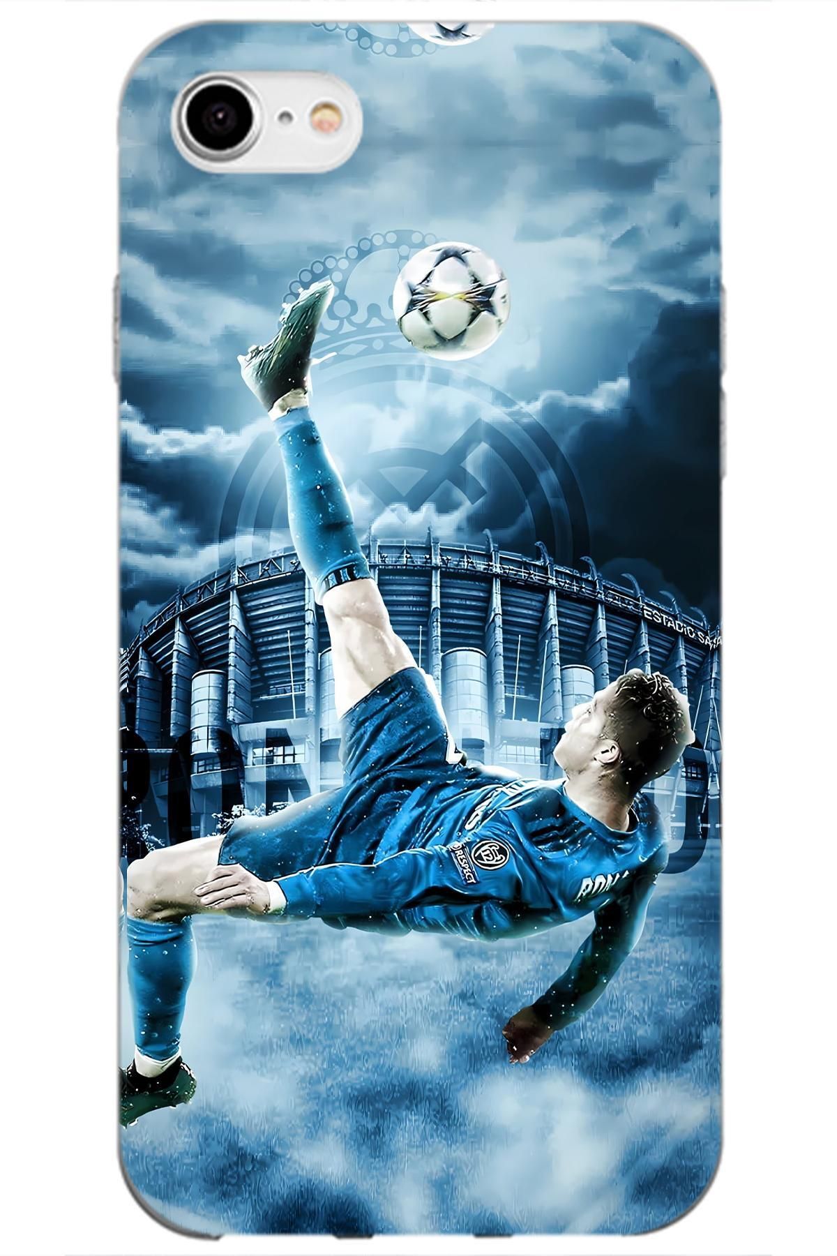 Lopard Apple iPhone SE 2022 T-max Silikon Kılıf Covers 4 Ronaldo Rövaşata Açık Mavi