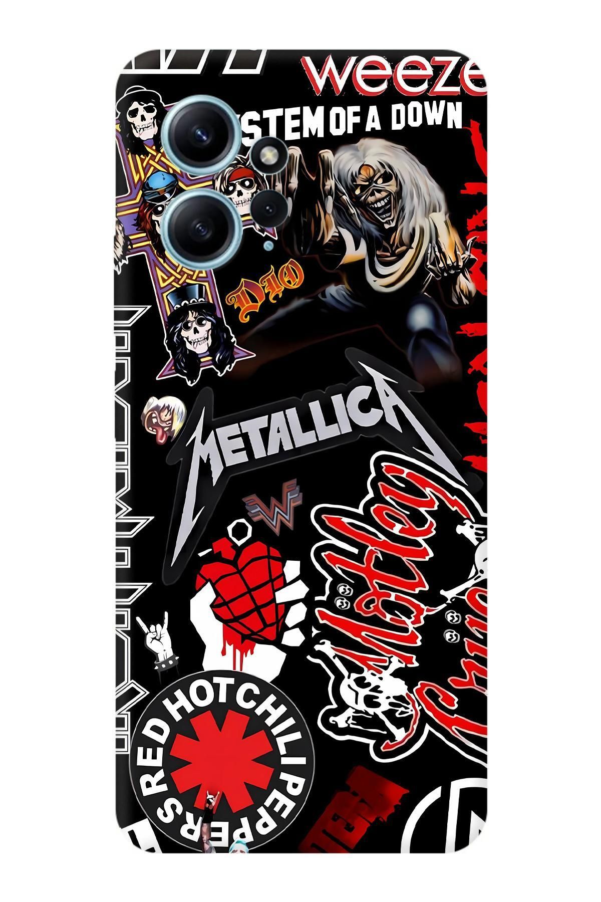 Lopard Xiaomi Redmi Note 12 4G Cover Kılıf Covers 44 Metallica Iron Maiden Kiss