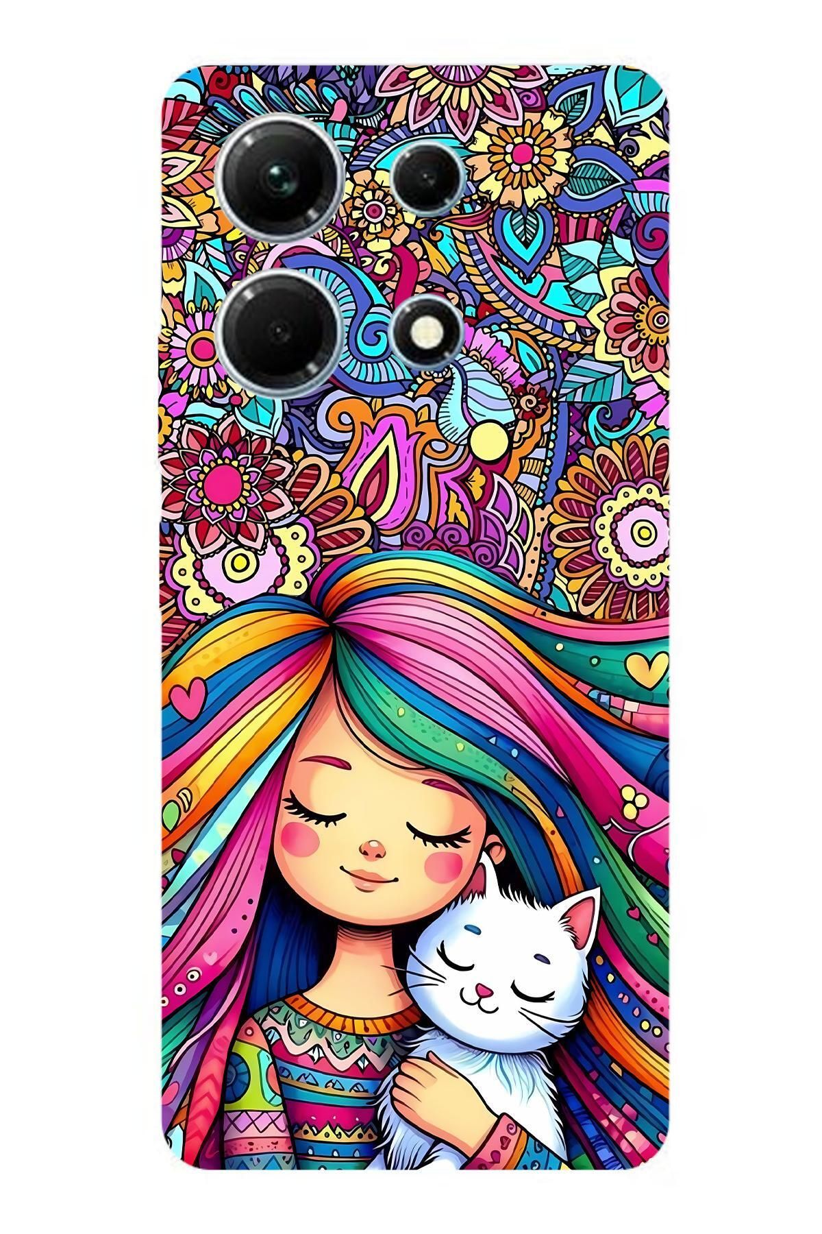 Lopard İnfinix Note 30 VIP Full HD Kılıf Covers 40 Çocuk Kedi Pembe Mavi