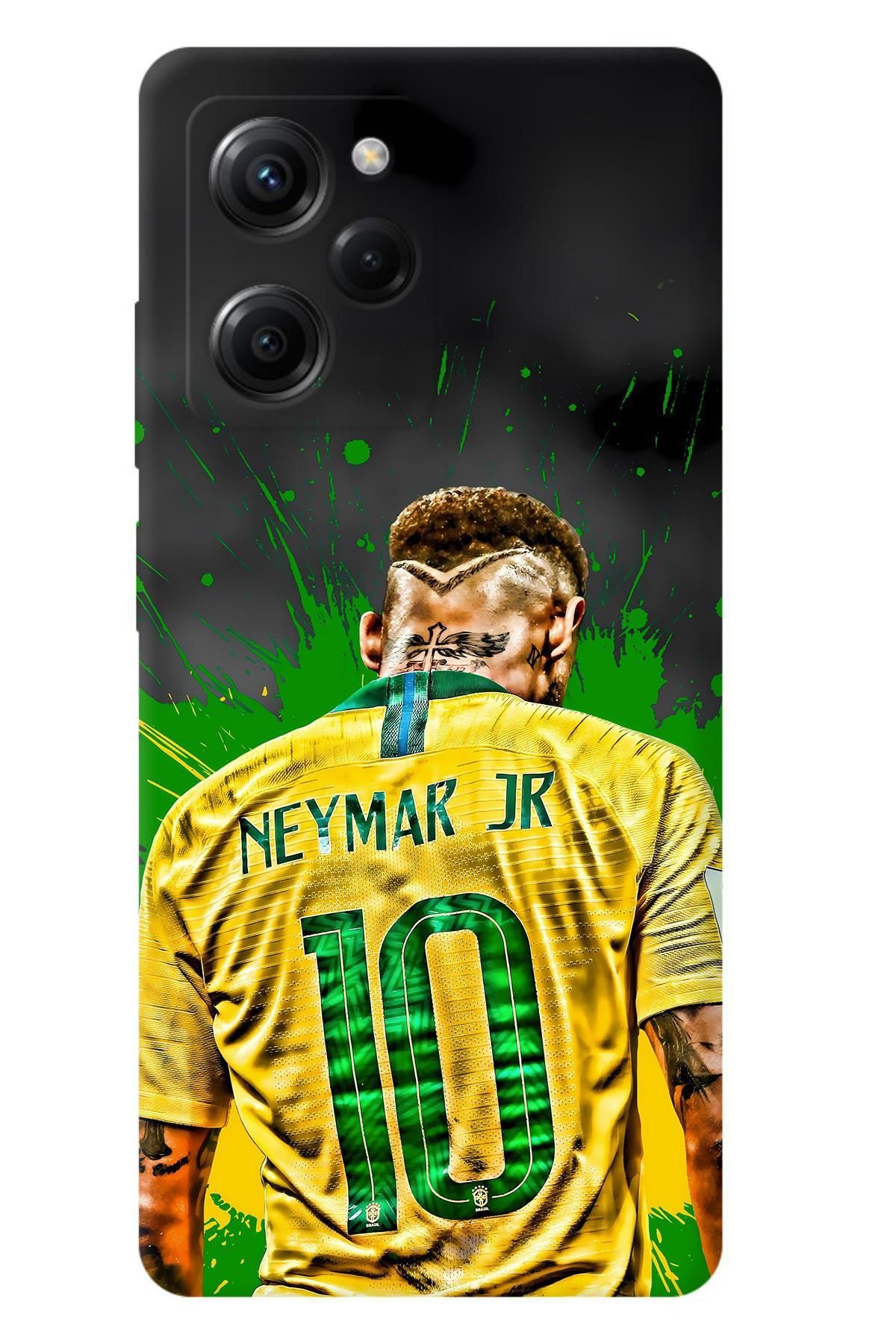 Lopard Xiaomi Poco X5 Pro 5G Desenli Kılıf Covers 7 Neymar JR 10 Sarı Yeşil