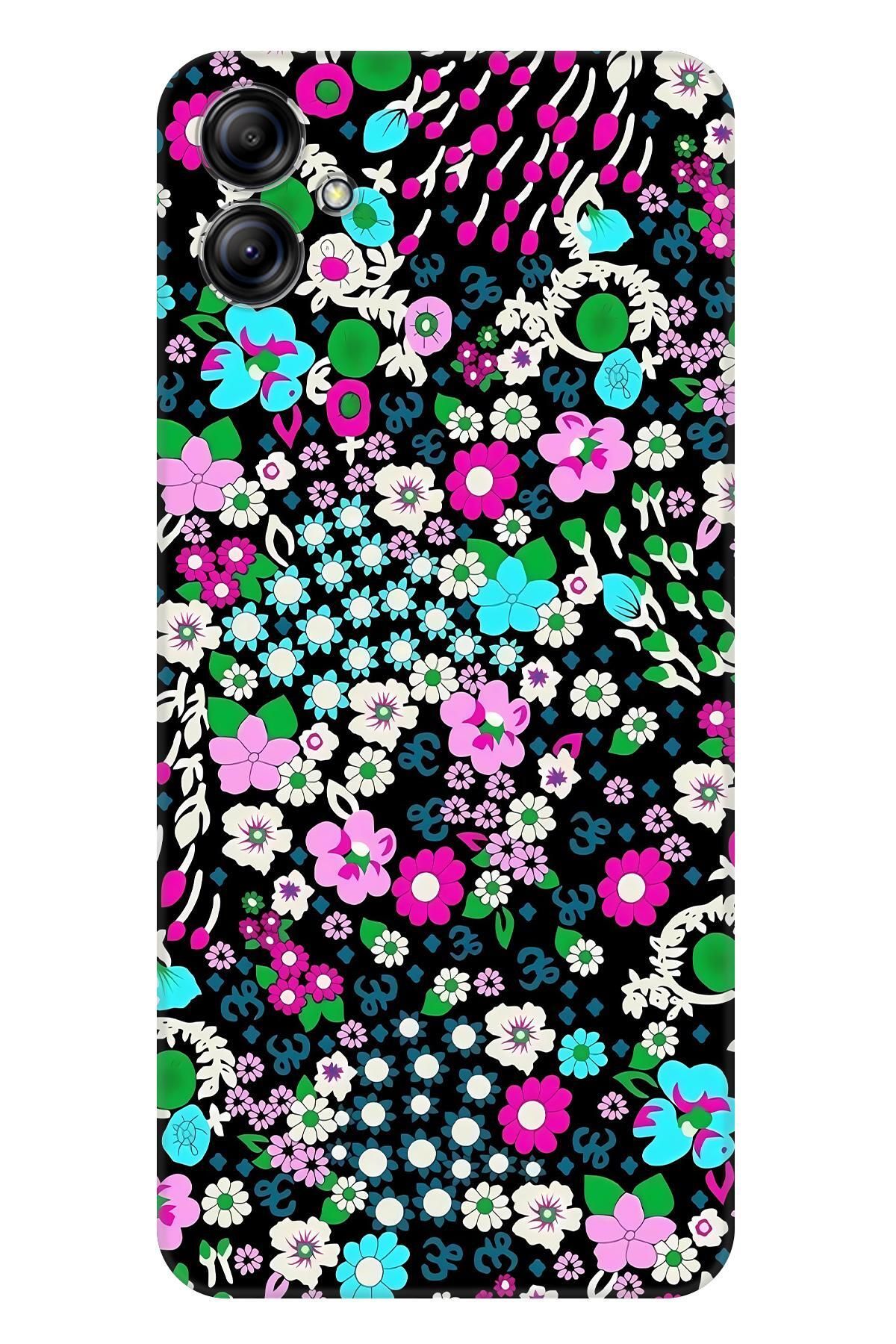Lopard Samsung Galaxy A04E Yumuşak Kılıf Covers 47 Minik Çiçekler Su Yeşili