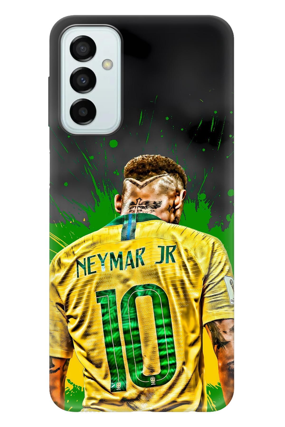 Lopard Samsung Galaxy M52 Desenli Kılıf Covers 7 Neymar JR 10 Sarı Yeşil