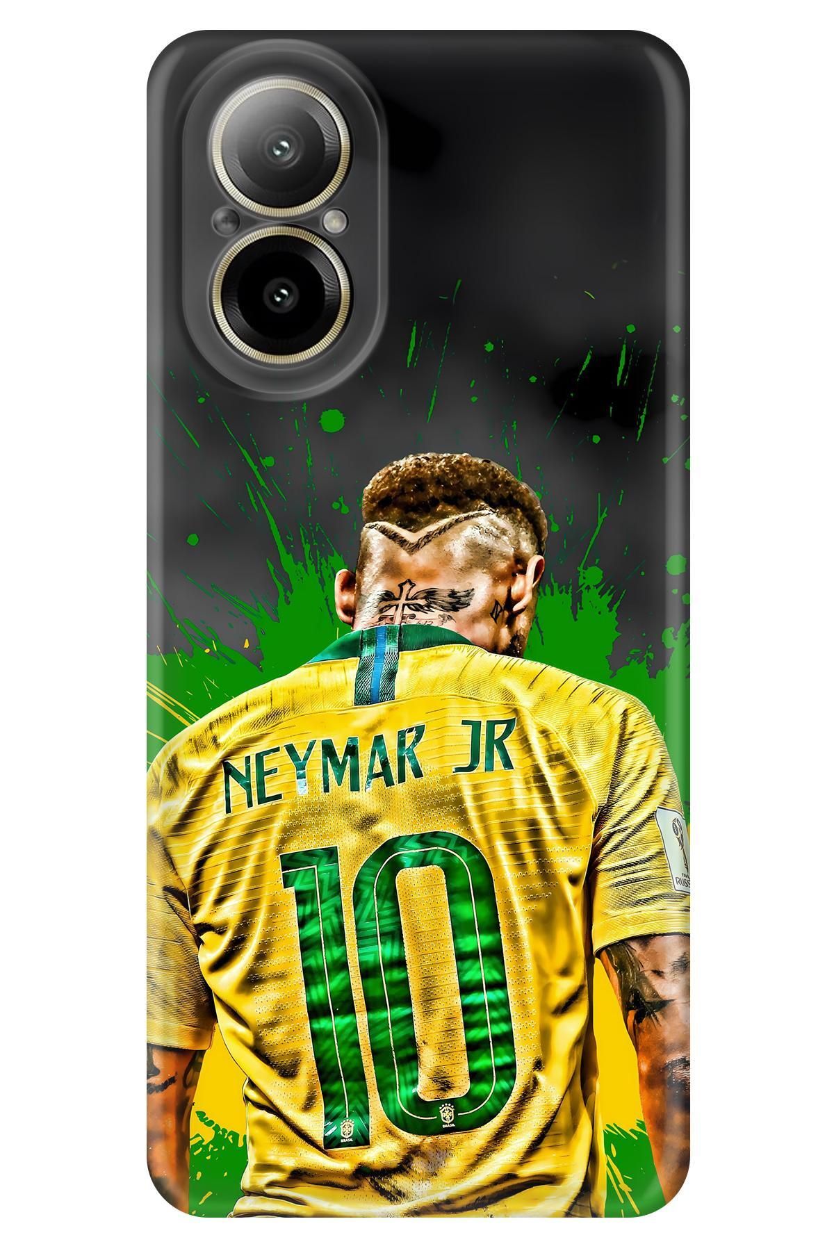 Lopard Realme 12 Lite Desenli Kılıf Covers 7 Neymar JR 10 Sarı Yeşil