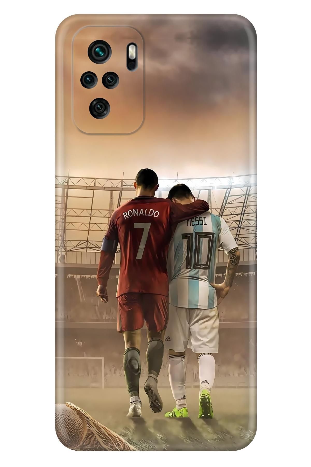 Lopard Xiaomi Poco M5S Tasarım Kılıf Covers 12 Lionel Messi & Ronaldo Kırmızı Beyaz
