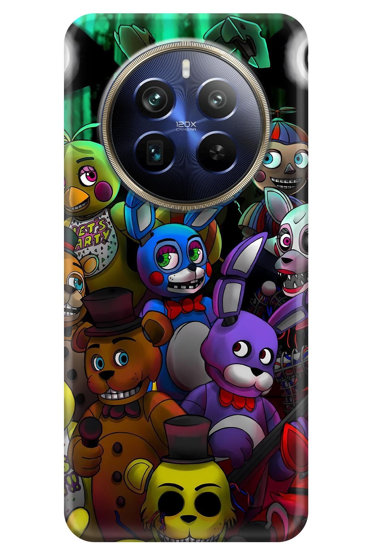 Lopard Realme 12 4G Tam Koruma Kılıf Covers 19 Five Nights at Freddy's Mor Sarı