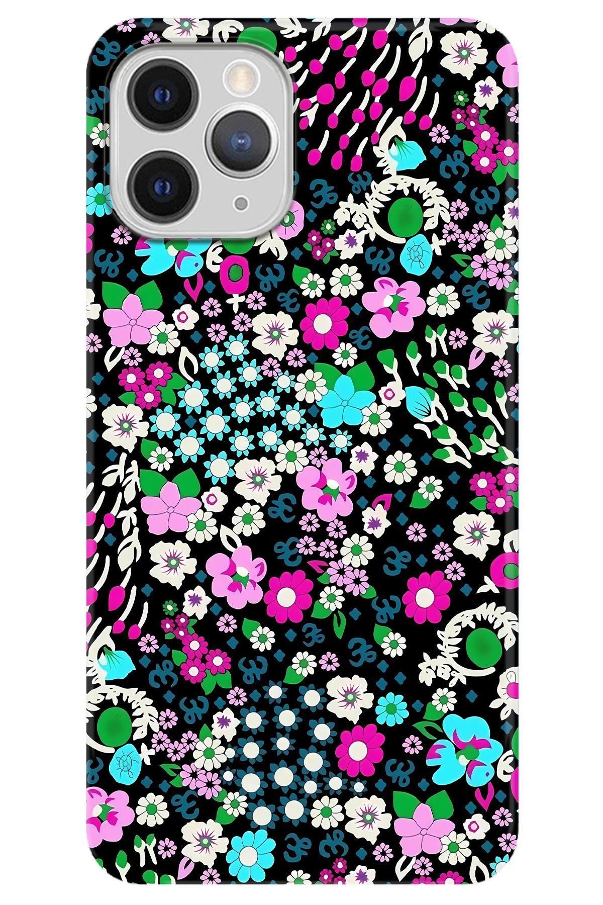 Lopard Apple iPhone 12 Pro Yumuşak Kılıf Covers 47 Minik Çiçekler Su Yeşili