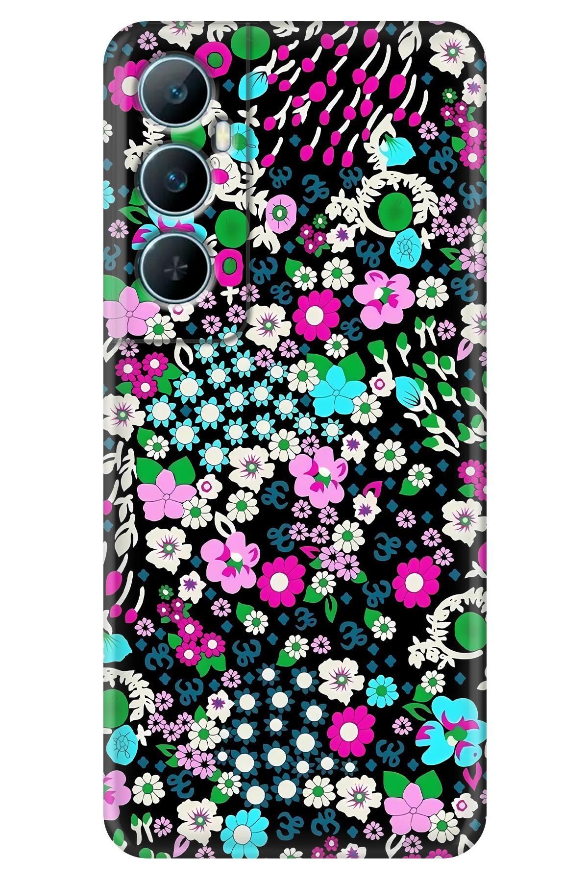 Lopard Realme C65 4G Yumuşak Kılıf Covers 47 Minik Çiçekler Su Yeşili