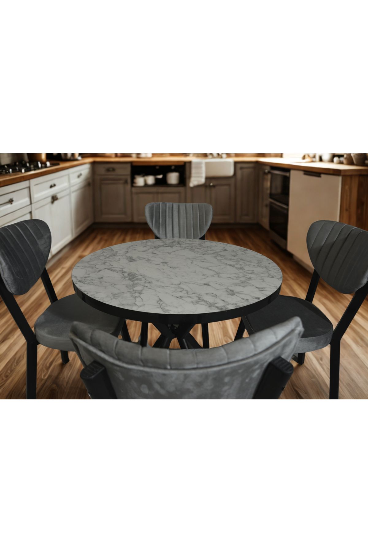 ÜNALMIŞ Yemek Masası Takımı 90x90 Masa (4 SANDALYE)