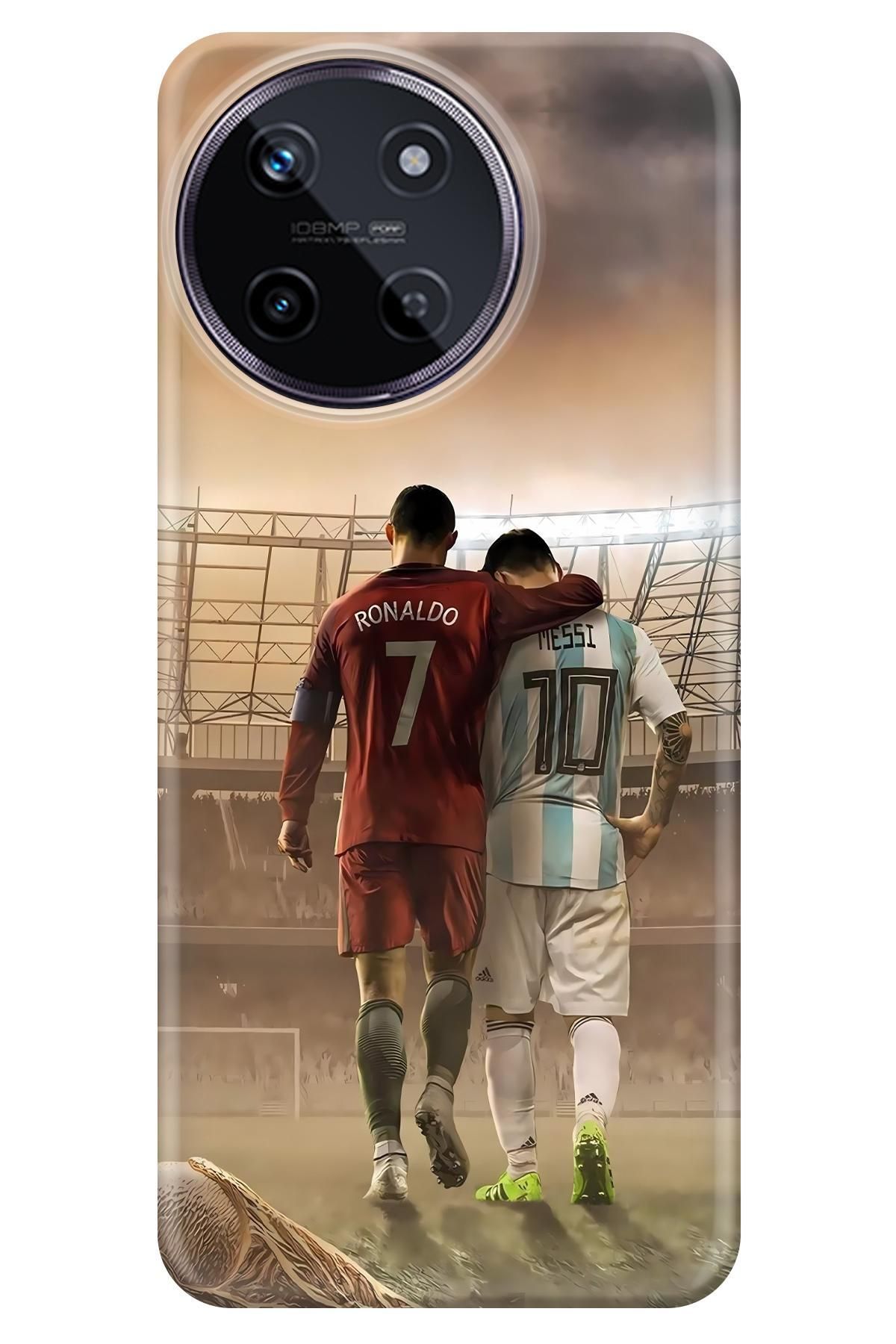 Lopard Realme 11 4G Tasarım Kılıf Covers 12 Lionel Messi & Ronaldo Kırmızı Beyaz