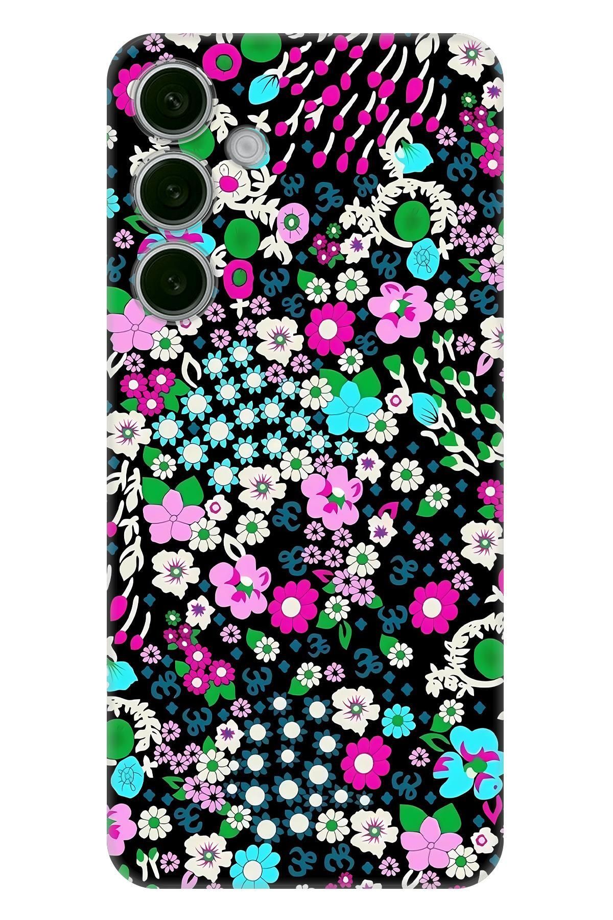 Lopard Samsung Galaxy M34 5G Yumuşak Kılıf Covers 47 Minik Çiçekler Su Yeşili