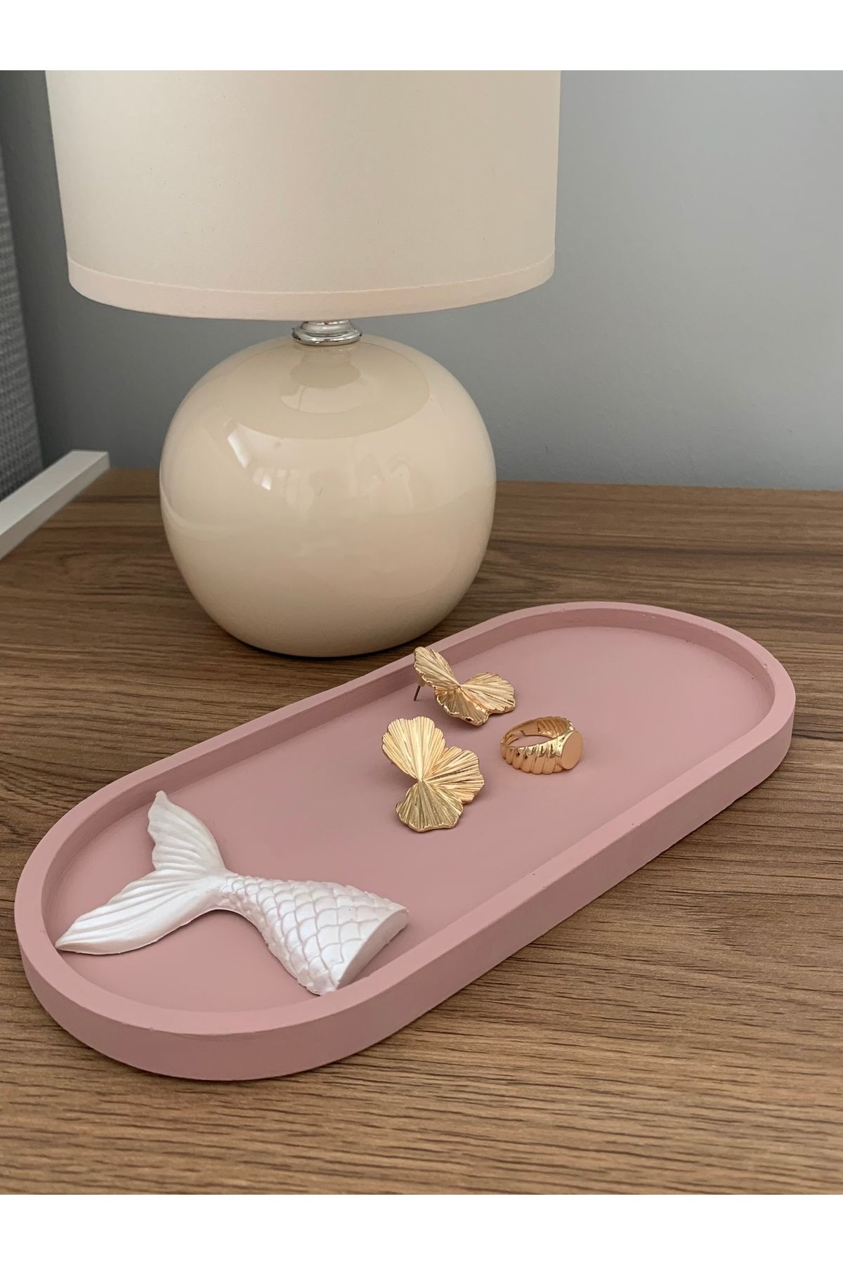 Home Deniz Kızı Motifli Takı Tepsisi Sunumluk Dekoratif Obje Stand