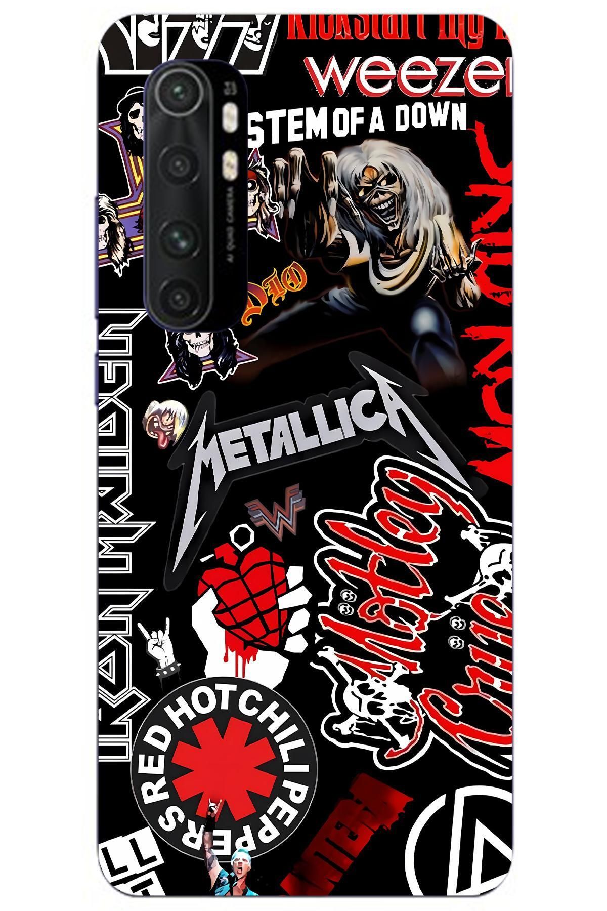 Lopard Xiaomi Mi Note 10 Lite Cover Kılıf Covers 44 Metallica Iron Maiden Kiss