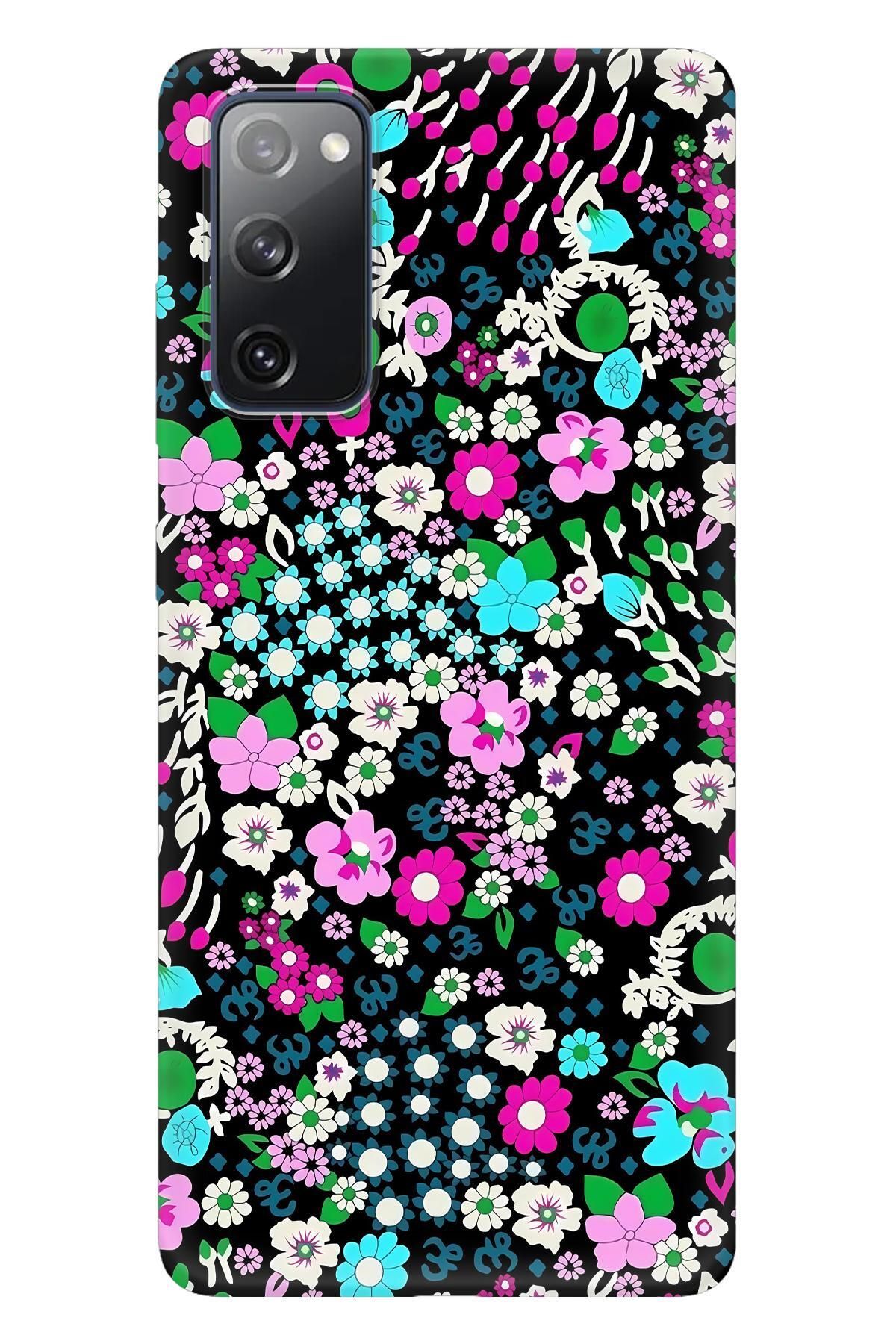 Lopard Samsung Galaxy S20 Yumuşak Kılıf Covers 47 Minik Çiçekler Su Yeşili