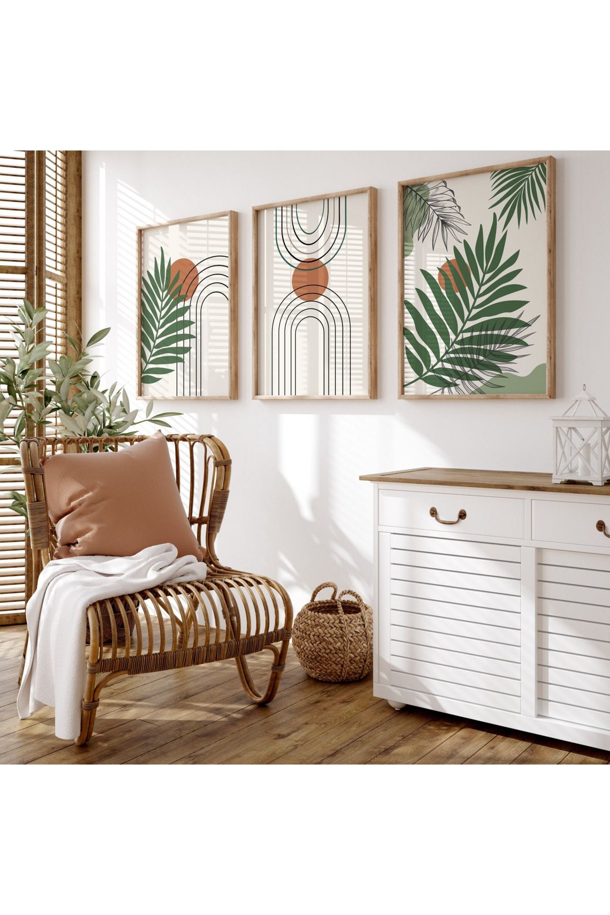 Tuba Decor 3 Parça Ahşap Çerçeve Görünümlü MDF Poster Tablo Seti