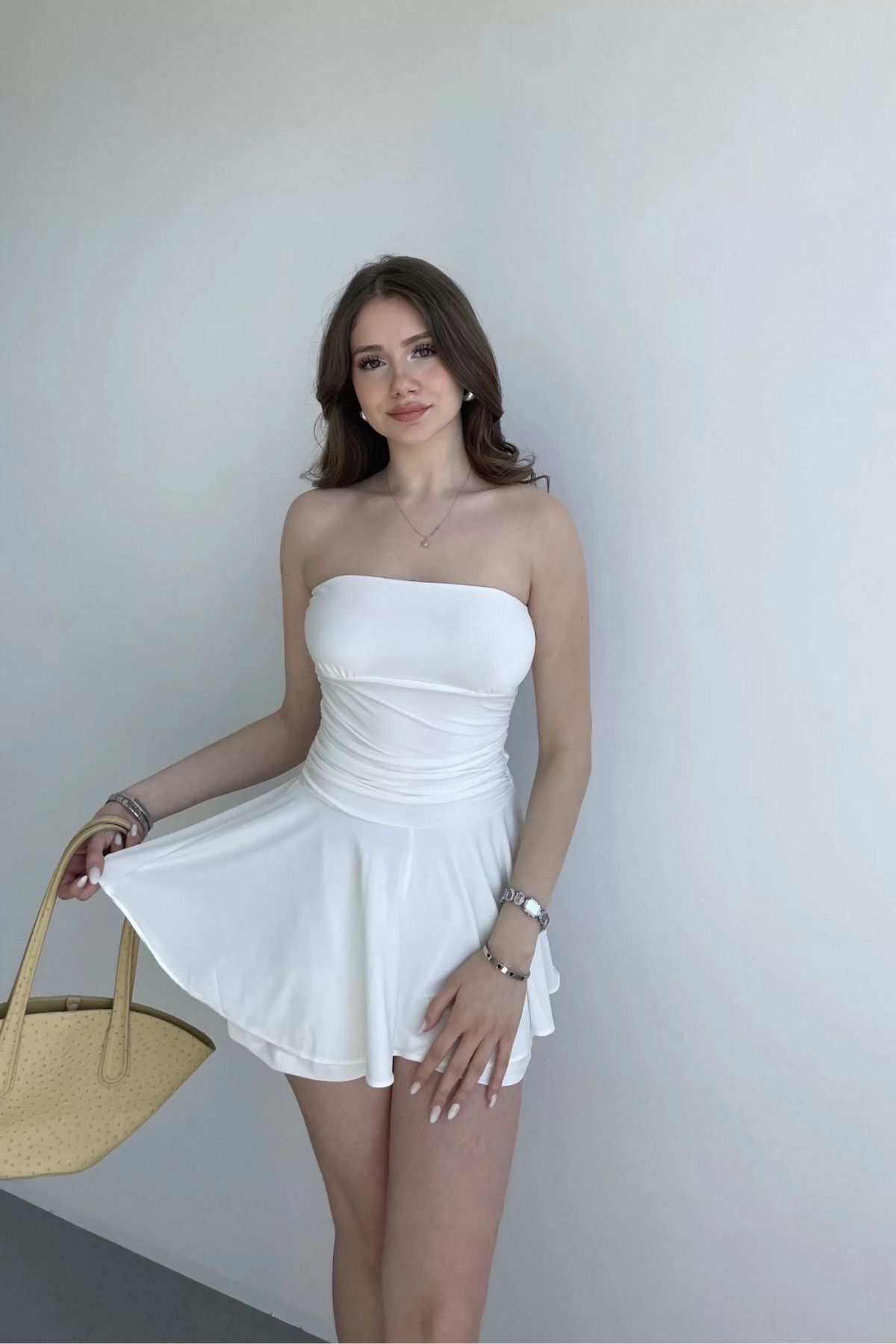Sorridi Straplez Şortlu Mini Elbise